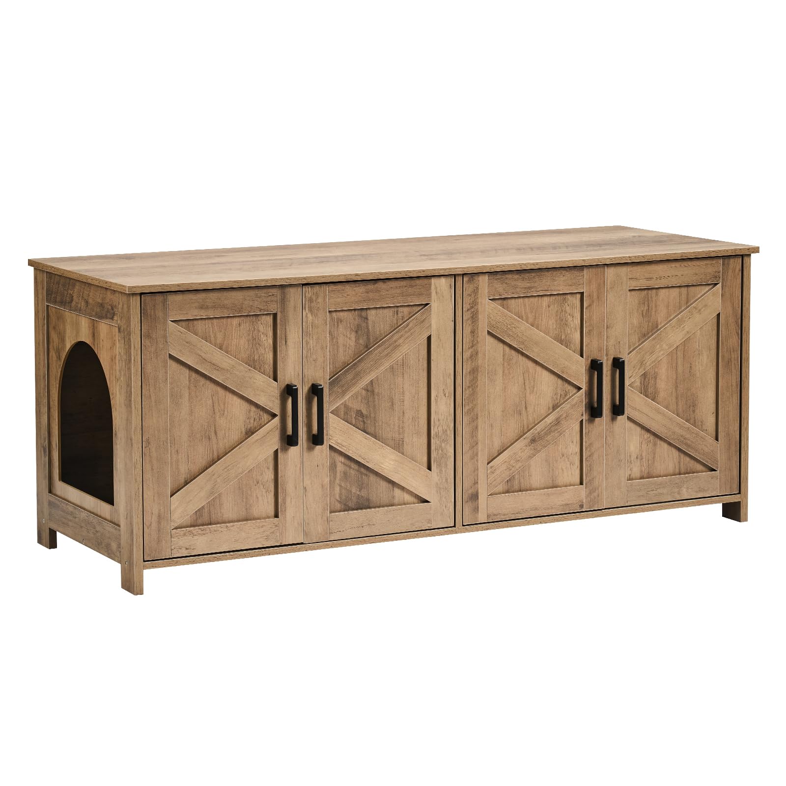 VEVOR Wooden Cat Litter Box Enclosure Cabinet for 2 Cats - Double Room Hidden Litter Box Furniture (47.2