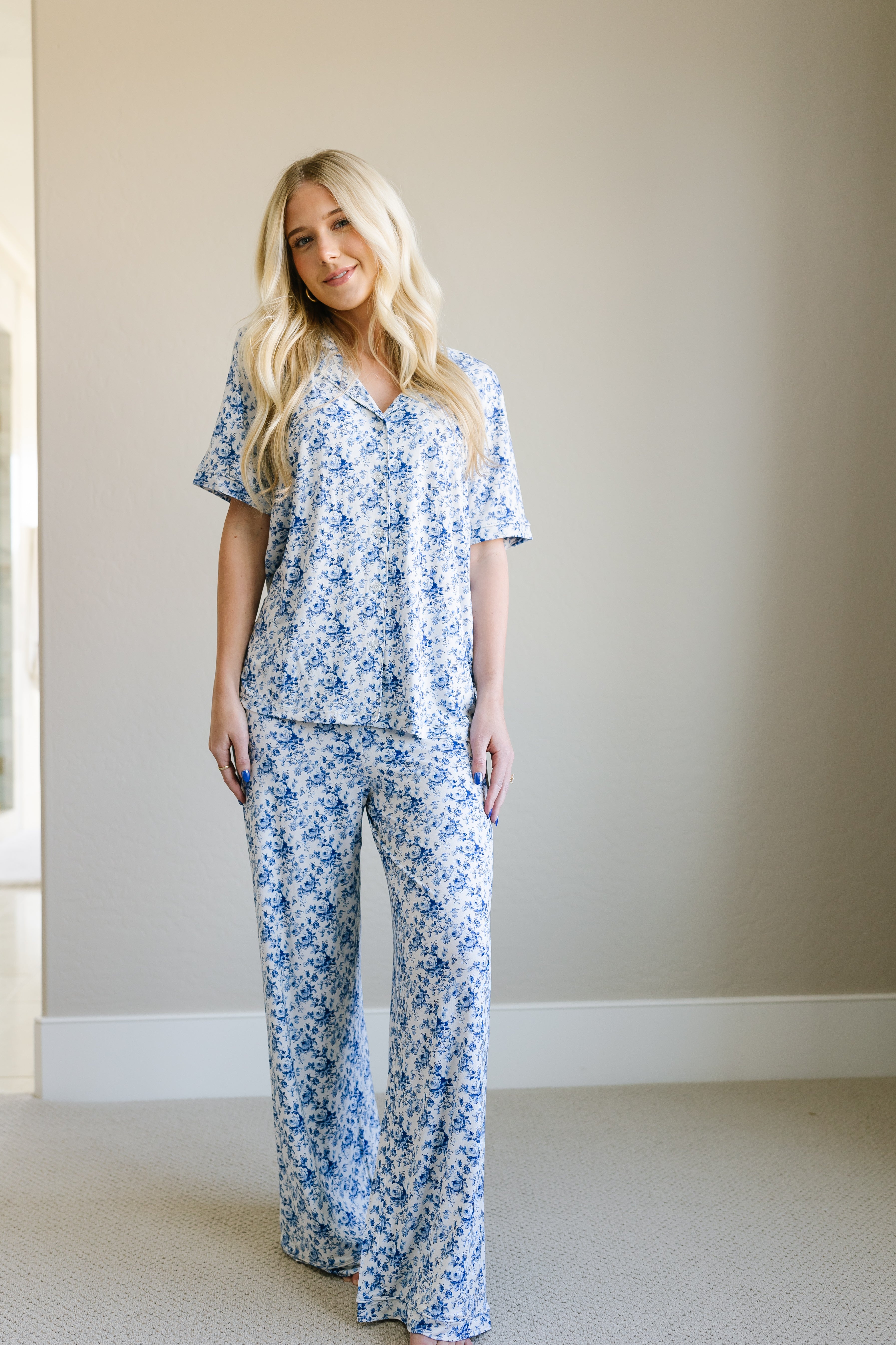 Blue Haven Women's Short Sleeve Pajama Set - Soft Cotton Sleepwear for Summer & Lounge Wear - Perfect for Bedtime, Relaxing at Home, and Sleepovers