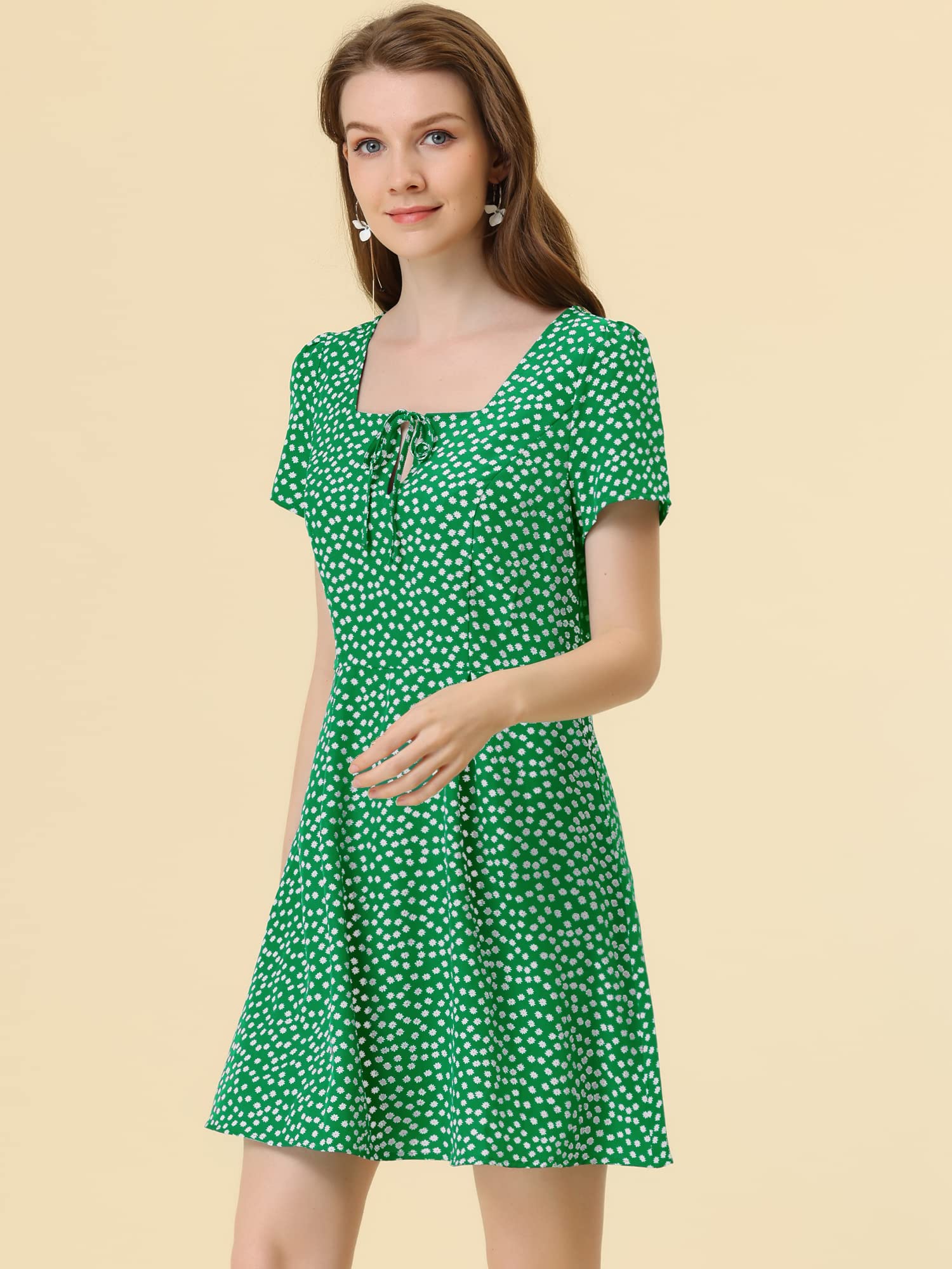 Allegra K Women's Casual Dress - Flowy Summer Midi Dress with Short Sleeves | Perfect for Beach Vacations, Date Nights & Office Wear