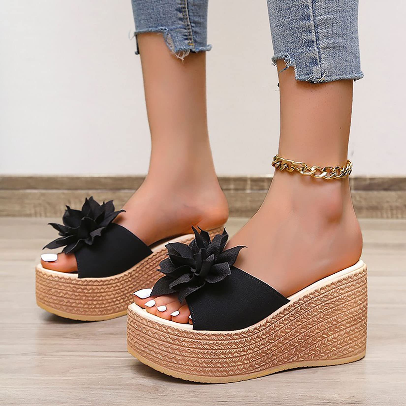 Women's Comfortable Wedge Sandals with Massage Function - Open Toe Platform Flip Flops for Summer, Casual Beach & Vacation Walking Shoes