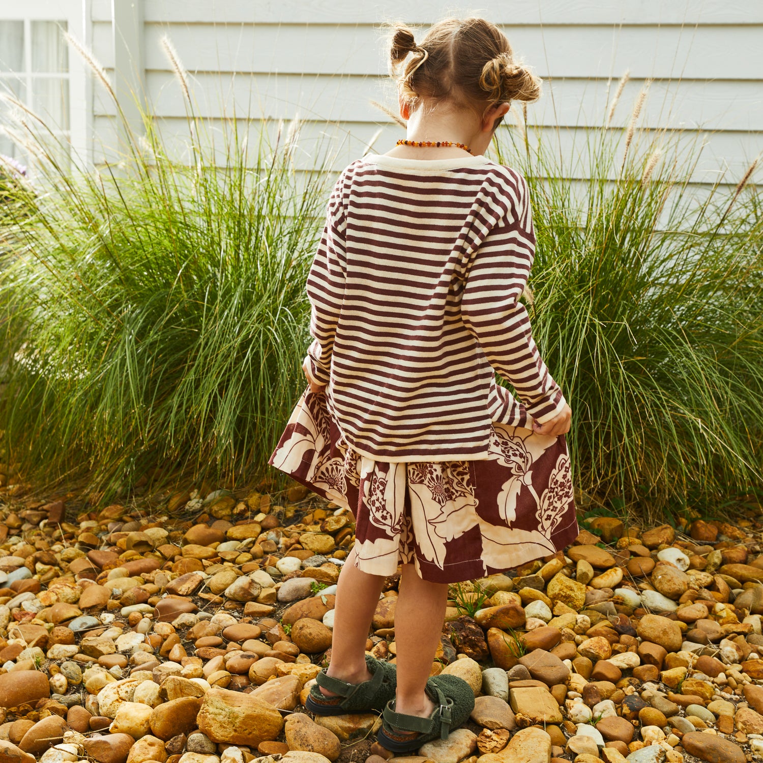 Lata Girls' Floral Print Skirt for Kids - Soft Cotton Summer Dress for Toddlers & Children - Perfect for Playdates, Parties & Outdoor Adventures