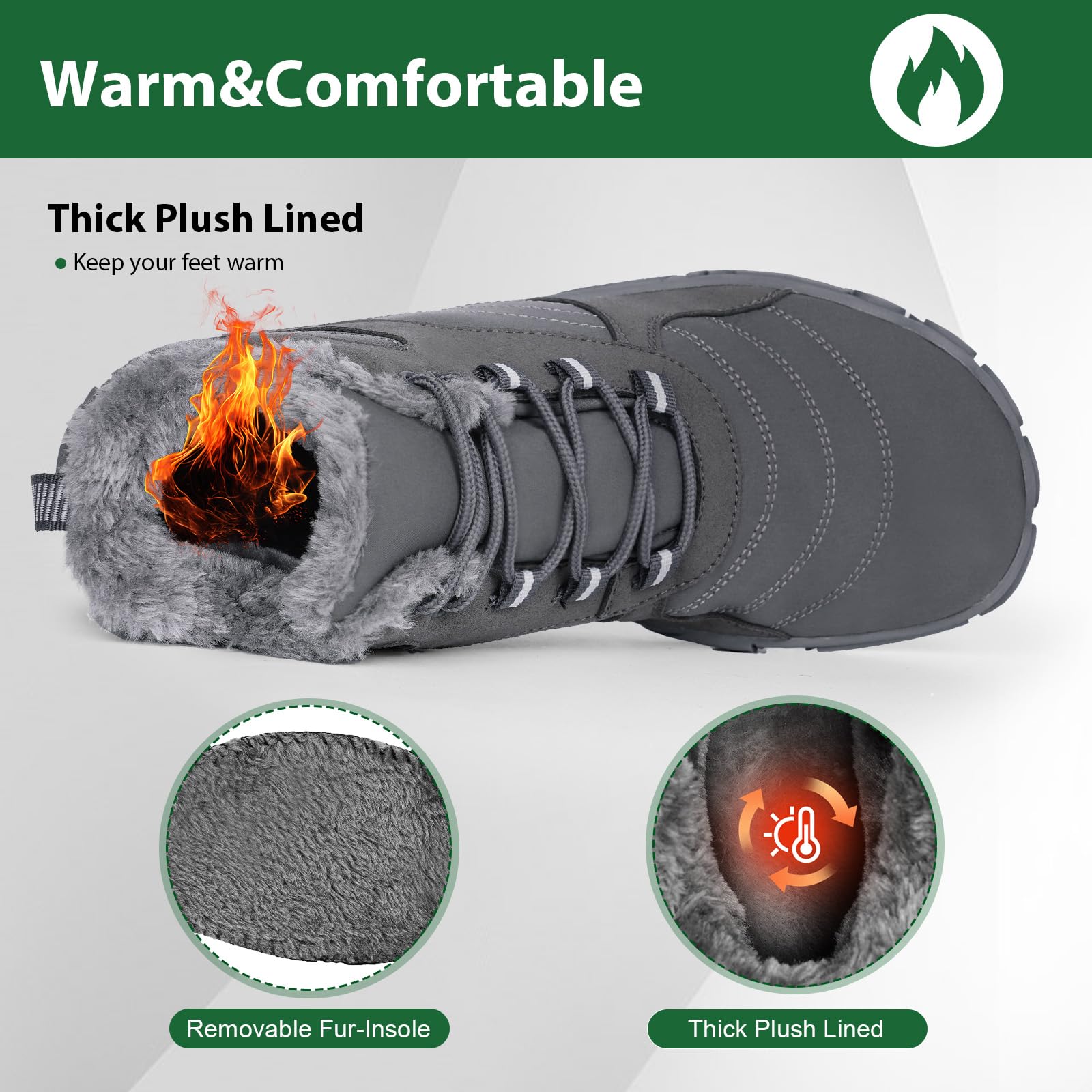 Winter Barefoot Shoes for Women & Men - Waterproof Minimalist Snow Boots with Wide Toe Box & Non-Slip Sole - Suede Slouchy Boots for Running, Walking & Outdoor Activities - Perfect for Hiking, Snow Trekking & Cold Weather Adventures