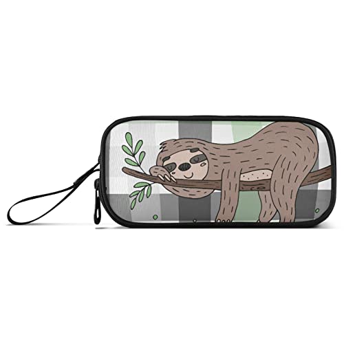 Sloth Tree Pencil Case - Zippered Pen Holder for School & Office Use