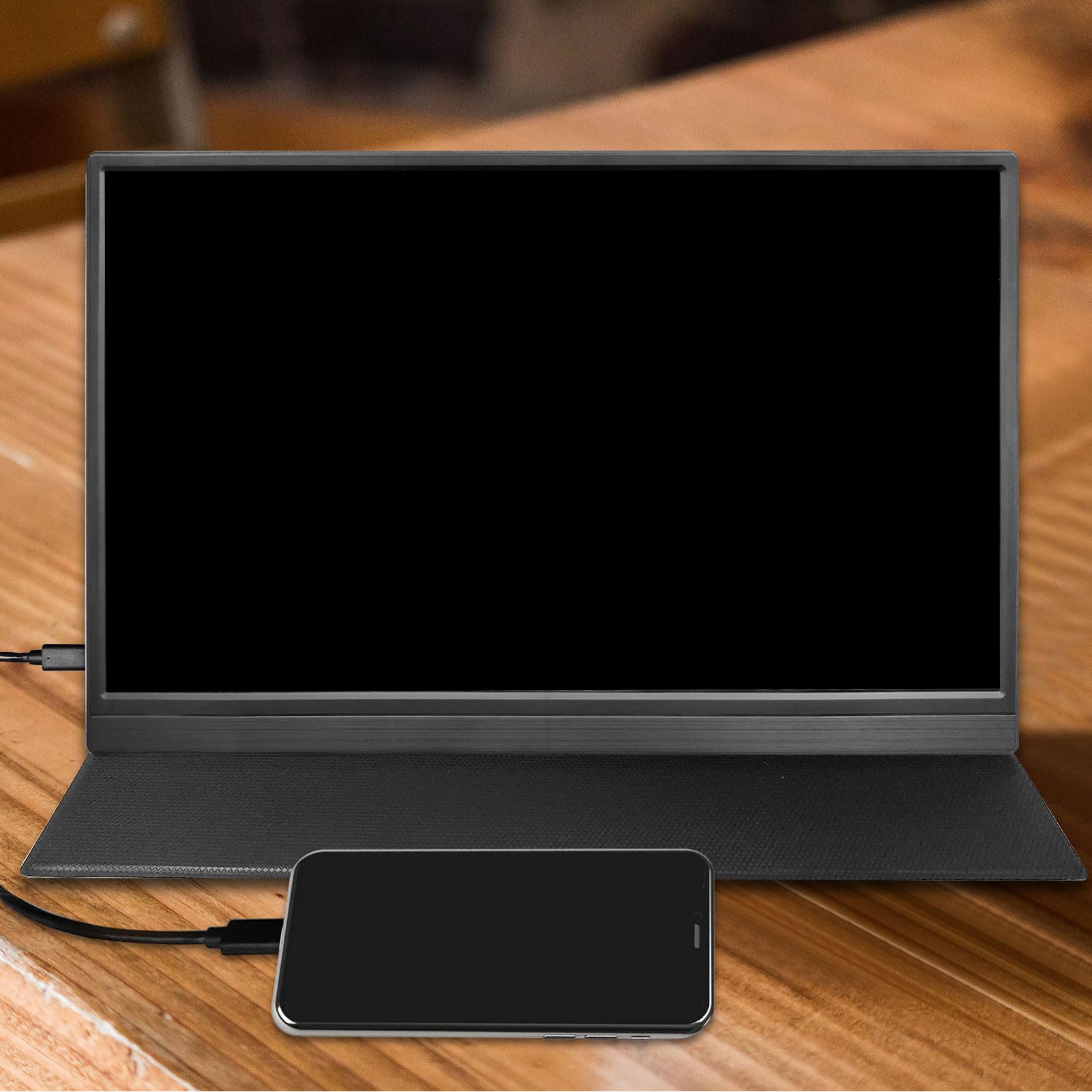15.6 Inch FHD Portable Monitor with USB-C, Mini HDMI, Plug and Play, 100-240V, Eye Care Technology & Built-in Speaker for Laptop, PC, Gaming, Office Work (European Plug) - Perfect for Remote Work, Travel & Multi-Screen Setup