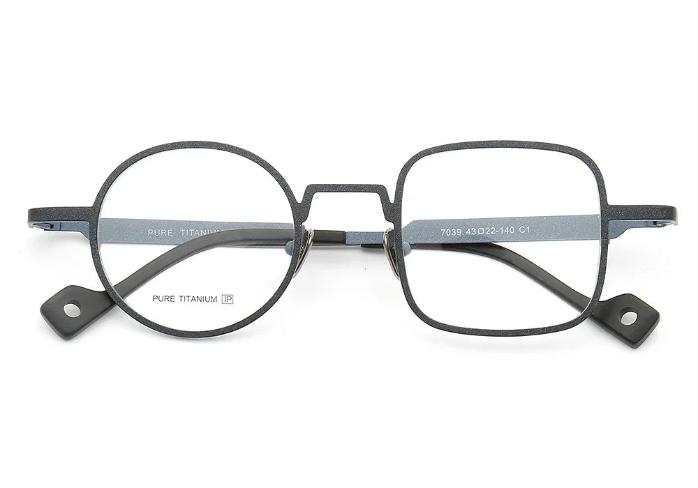 Aror Unisex Full Rim Irregular Round Square Titanium Eyeglasses Frame 47039 - Lightweight Durable Glasses for Work, Reading & Fashion Accessories