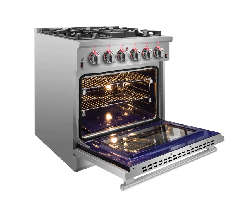 FORNO Massimo 30 Inch Freestanding Gas Range - Stainless Steel Professional Oven with 5 Burners & Convection FFSGS6239 30 - Perfect for Home Kitchens & Restaurant Cooking