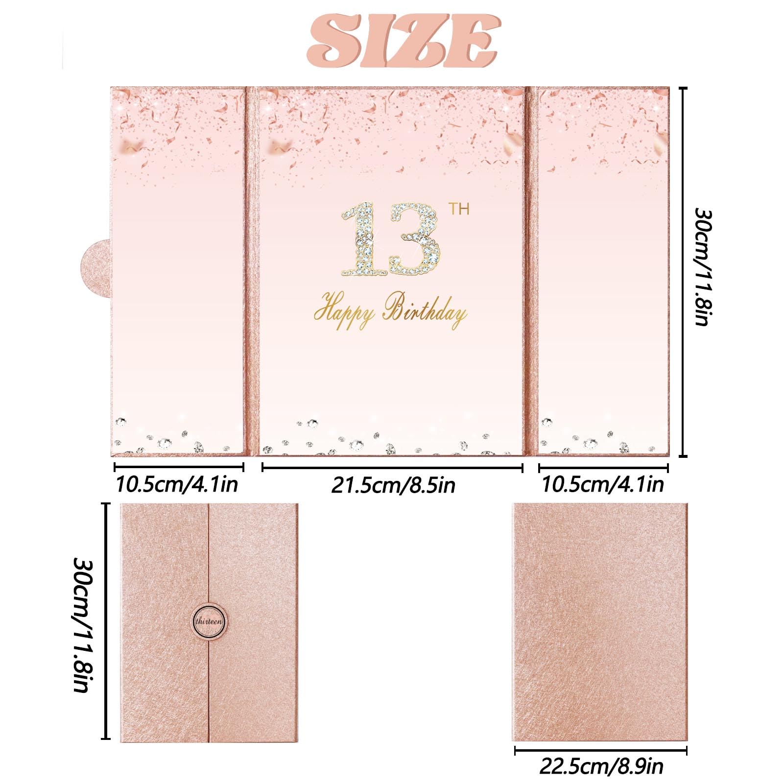 Rose Gold 13th Birthday Guest Book - Large 12x18 Inch Signature Book for Girls | Creative Alternative to Birthday Decorations | Perfect 13 Years Old Birthday Gift Idea for Parties, Milestone Celebrations & Memory Keepsakes