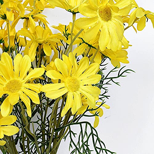 20-Inch Yellow Silk Daisy Artificial Flower Sprays - 6 Pack Balsa Circle Bushes for Wedding, Party, Home Decor & Event Arrangements - Perfect for Centerpieces, Bouquets, and DIY Crafts
