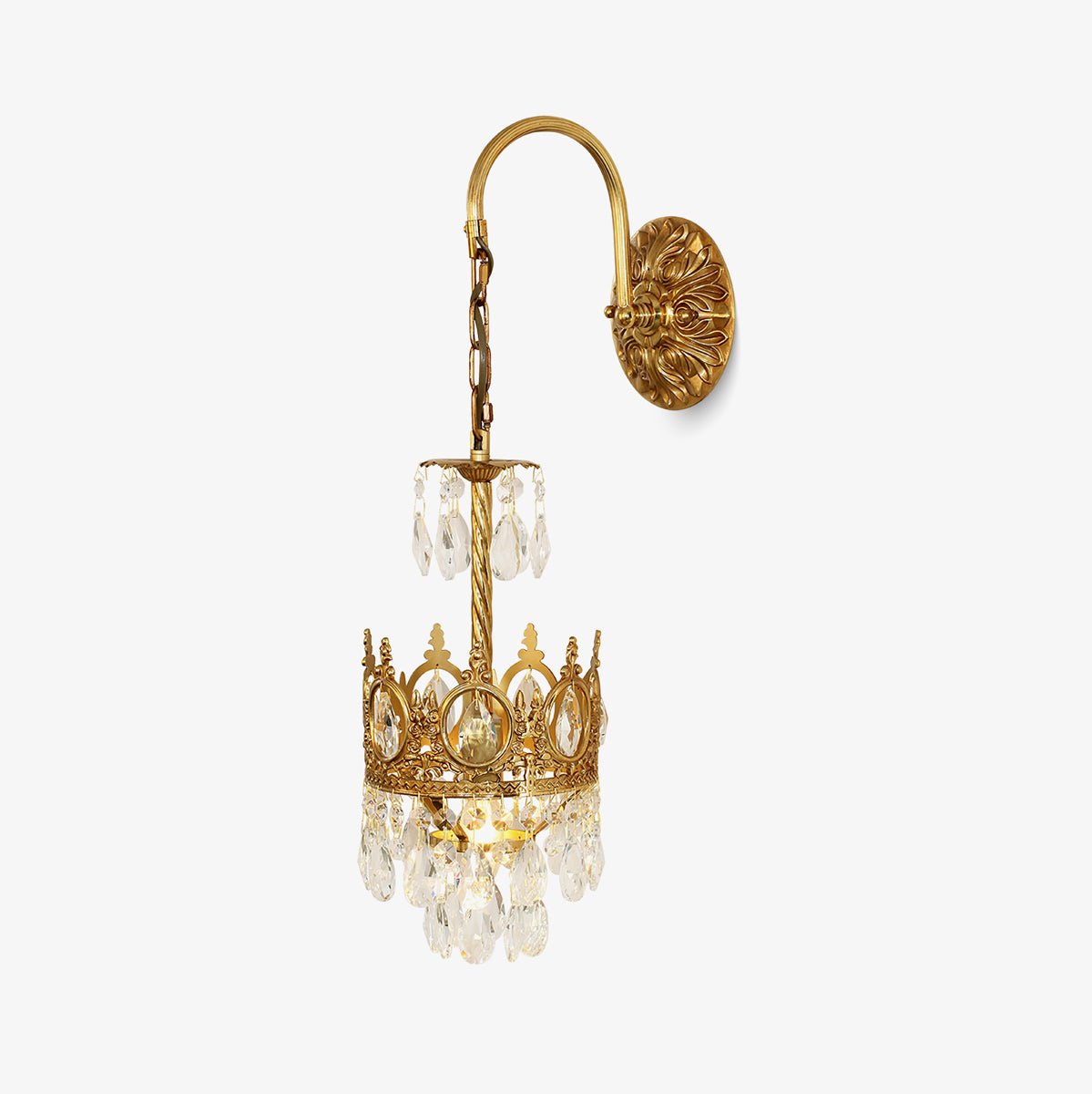 Elegant Crystal Crown Wall Light - Vintage Luxury Sconce for Bedroom, Living Room & Hallway Decor - Energy Efficient LED Lighting Fixture