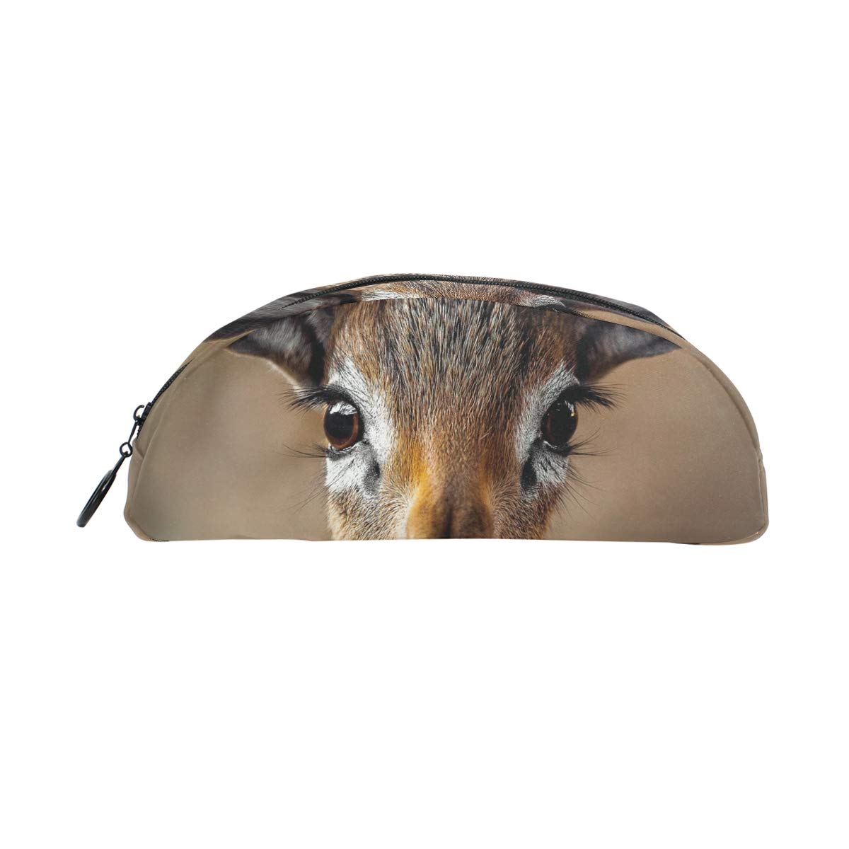 MUOOUM Animal Antelope Head Big Eye Pencil Case - Semicircle Stationery Pen Bag Pouch Holder for School, Office & Art Supplies - Perfect for Students, Teachers & Artists (Cute Desk Organizer)