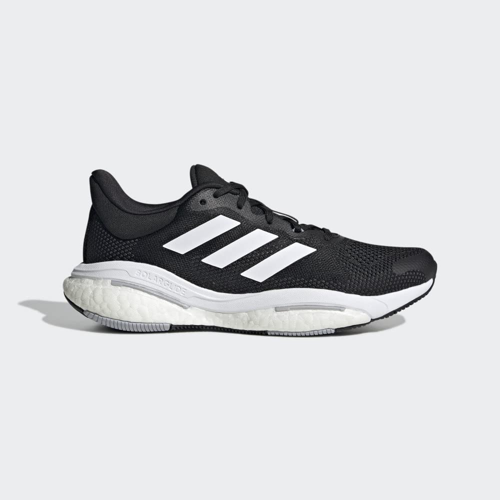 adidas Women's SolarGlide 5 Running Shoes - Lightweight Cushioned Sneakers for Women in Black/White/Grey | Size 10 | Perfect for Jogging, Gym Workouts & Everyday Comfort