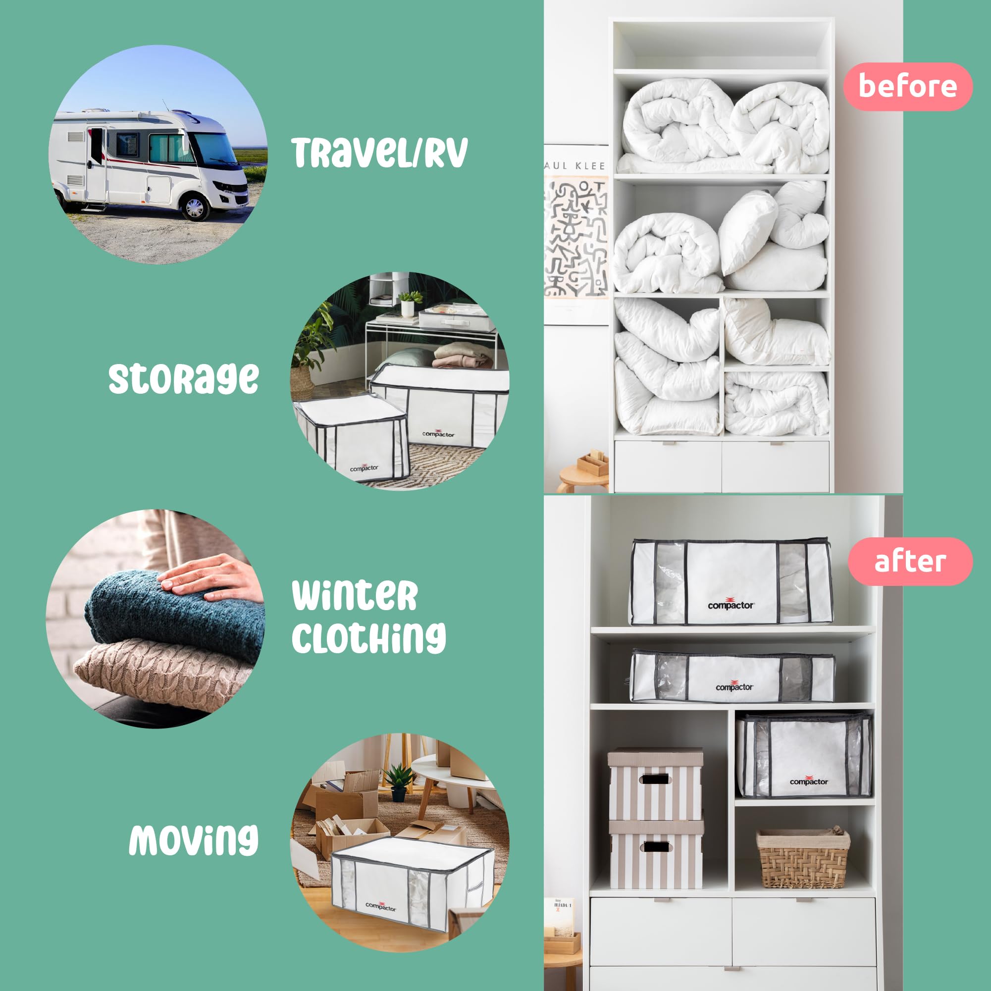 Vacuum Storage Bags for Clothes, Comforters & Blankets | Space Saving Compactor Bags | Semi-Rigid Black Storage Box | Wardrobe & Travel Organizer | Perfect for Seasonal Clothes, Bedding & Moving