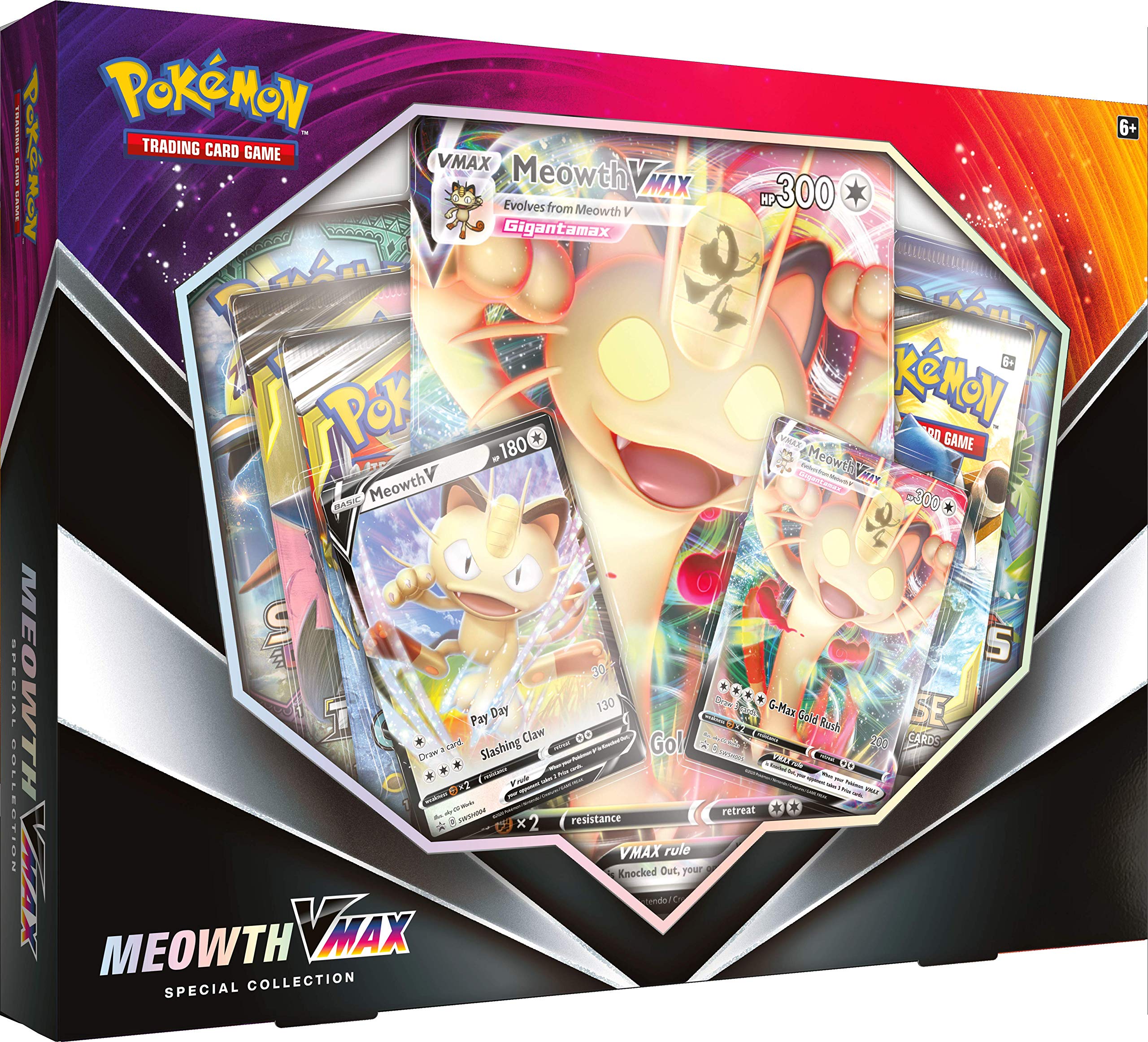 Pokemon TCG: Meowth VMAX Box - Collectible Trading Card Game Set for Battles & Tournaments | Perfect for Pokemon Fans & Card Collectors