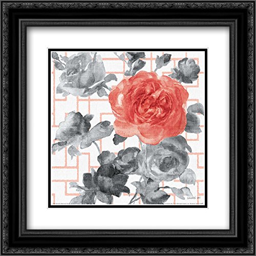 NAI, Danhui 15x15 Inch Black Ornate Framed Double Matted Museum Quality Art Print - Geometric Watercolor Floral Wall Decor for Living Room, Bedroom & Office