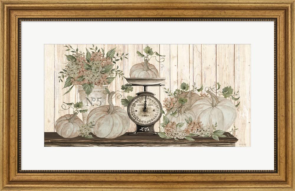Autumn Still Life Framed Art Print by Cindy Jacobs - 28x18 Inches with Wide Gold Frame - Perfect for Living Room, Bedroom & Office Decor