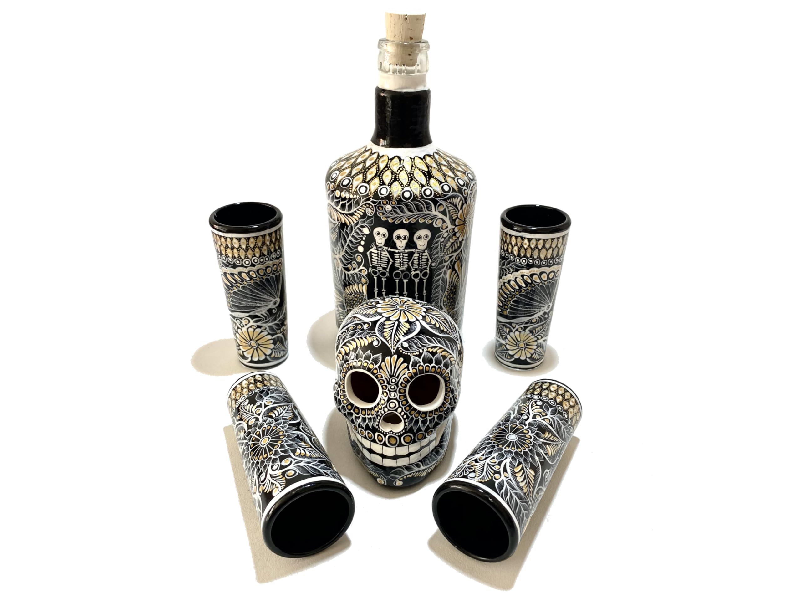 Hand-Painted Tequila Decanter Set with Shot Glasses & Mexican Sombrero - Personalized Liquor Gift Set (Special Edition) - Perfect for Cinco de Mayo Parties, Mexican Themed Events & Unique Gifts for Tequila Lovers