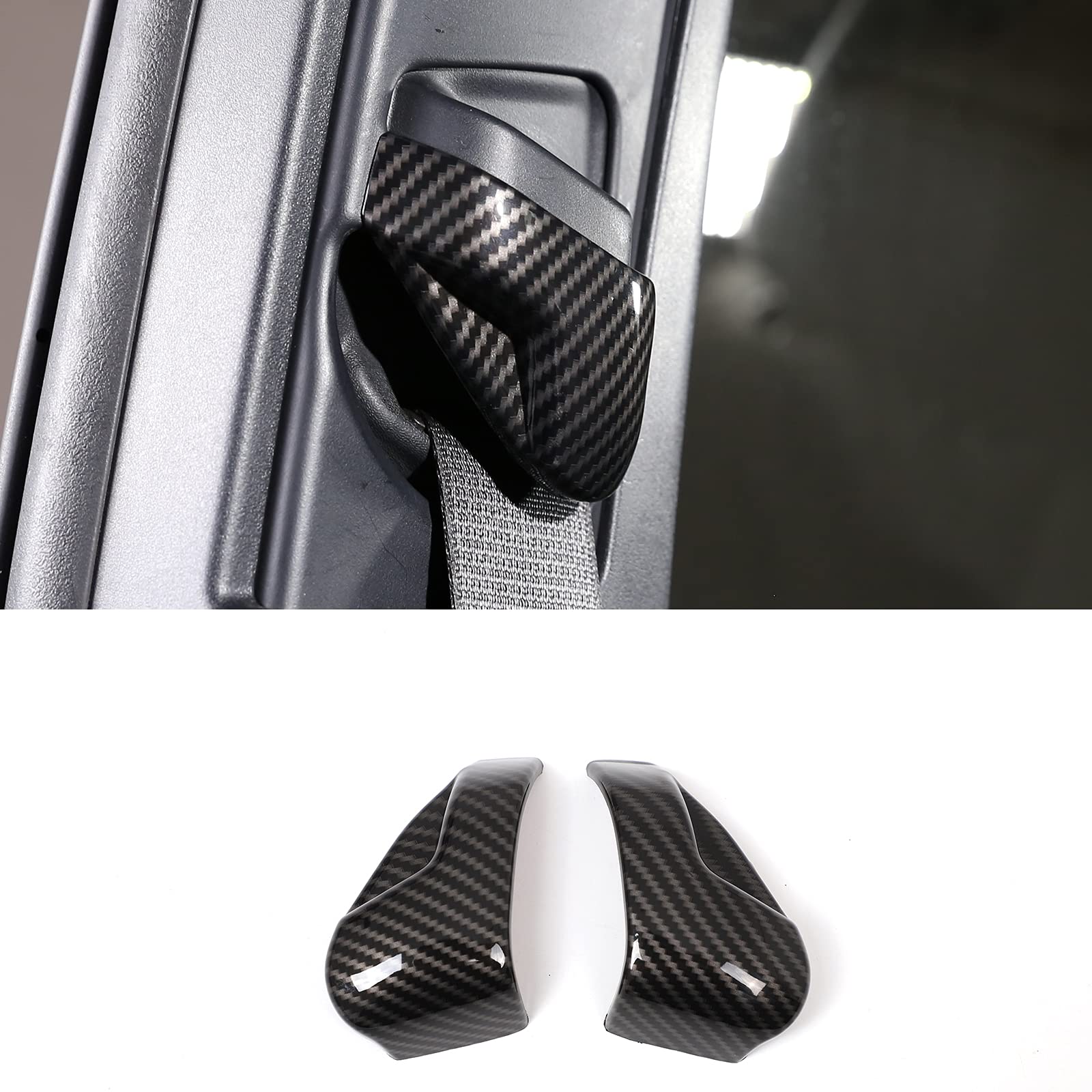 ABS Seat Belt Cover for Toyota Tacoma 2016-2023 - Carbon Fiber Interior Accessory Protector - Car Seat Belt Molding Trim Decoration - Perfect for Off-Roading & Daily Commute Protection