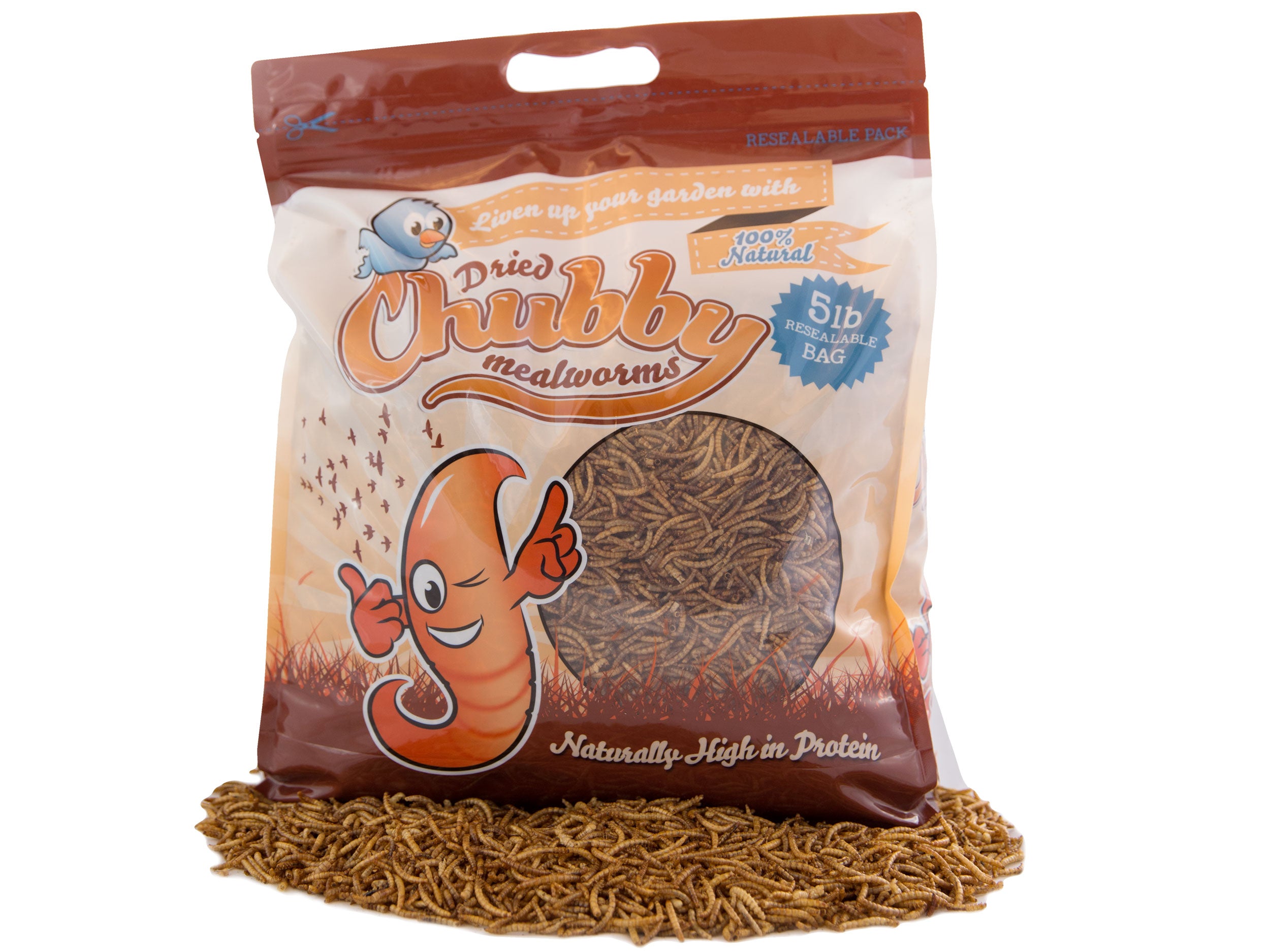 5Lbs Dried Mealworms for Birds, Chickens, Reptiles & Wild Animals - High Protein Pet Food & Fishing Bait - Perfect for Backyard Poultry, Wildlife Feeding & Outdoor Adventures