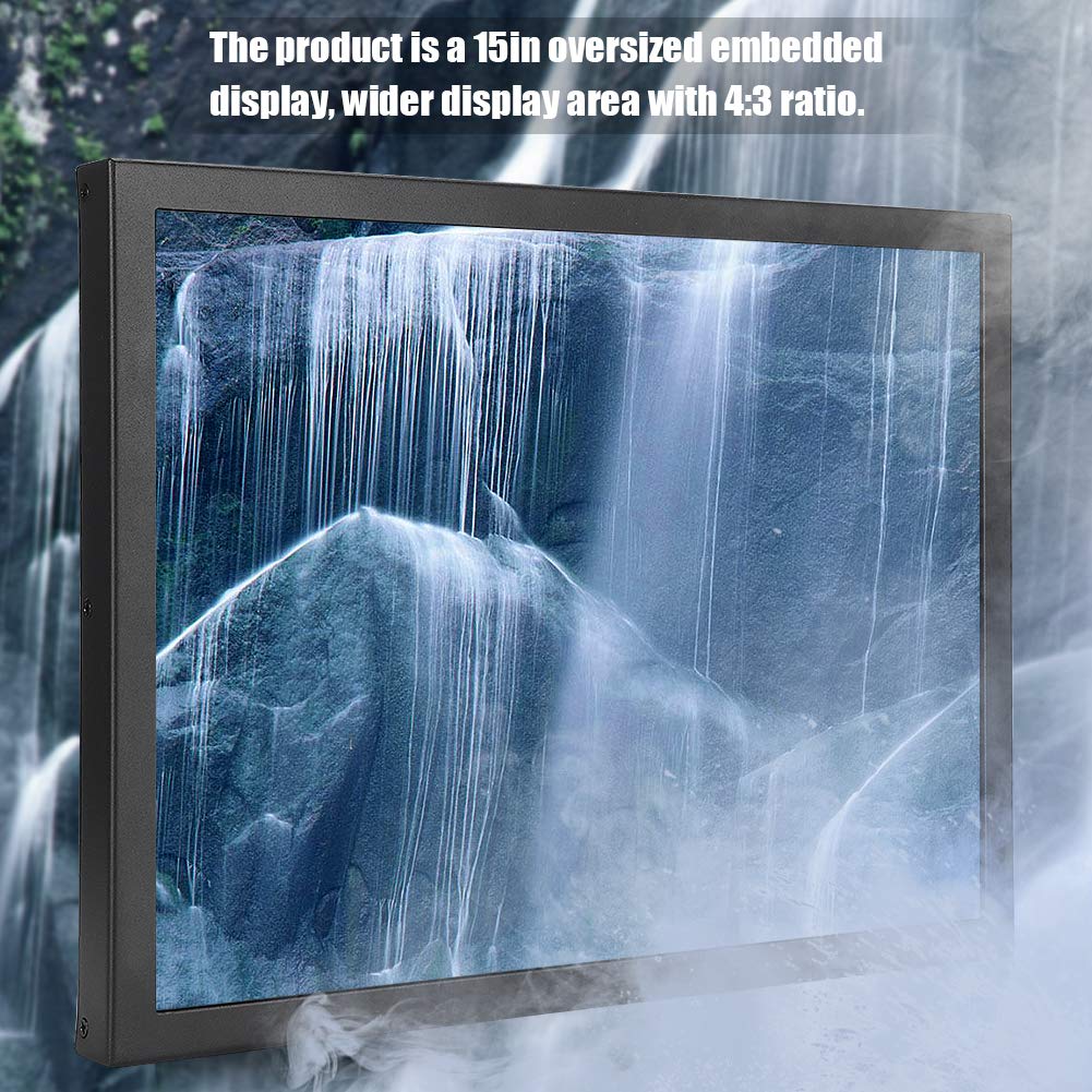 15-inch 4:3 Industrial Monitor - 1024x768 Resolution, Metal Frame, HDMI/VGA/AV/BNC/USB Inputs - Perfect for PC, TV, CCTV, Computer & Camera Systems | Ideal for Factory Automation, Security Surveillance & Digital Signage (US Stock)