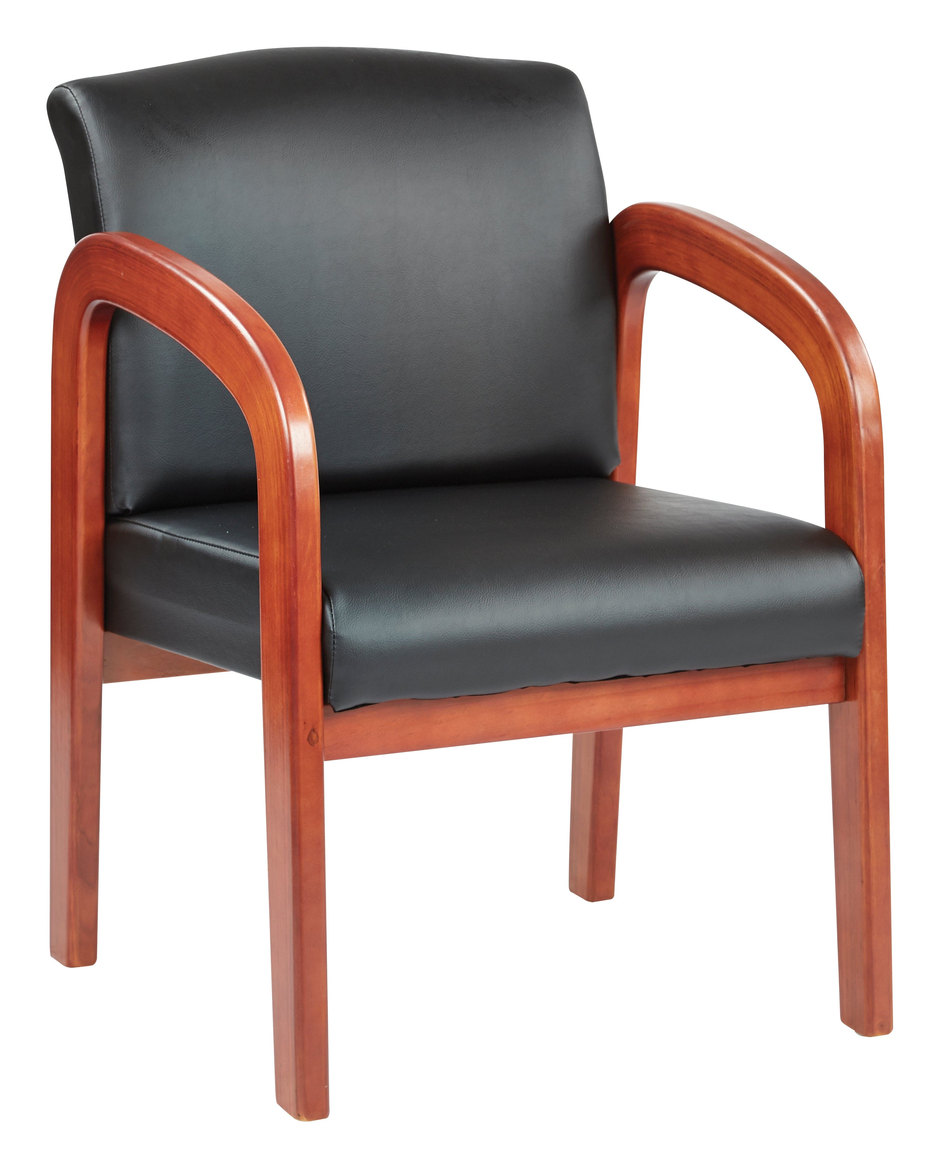 Work Smart Medium Oak Finish Wood Visitors Chair [WD380] - Comfortable Office Guest Seating for Reception & Conference Rooms
