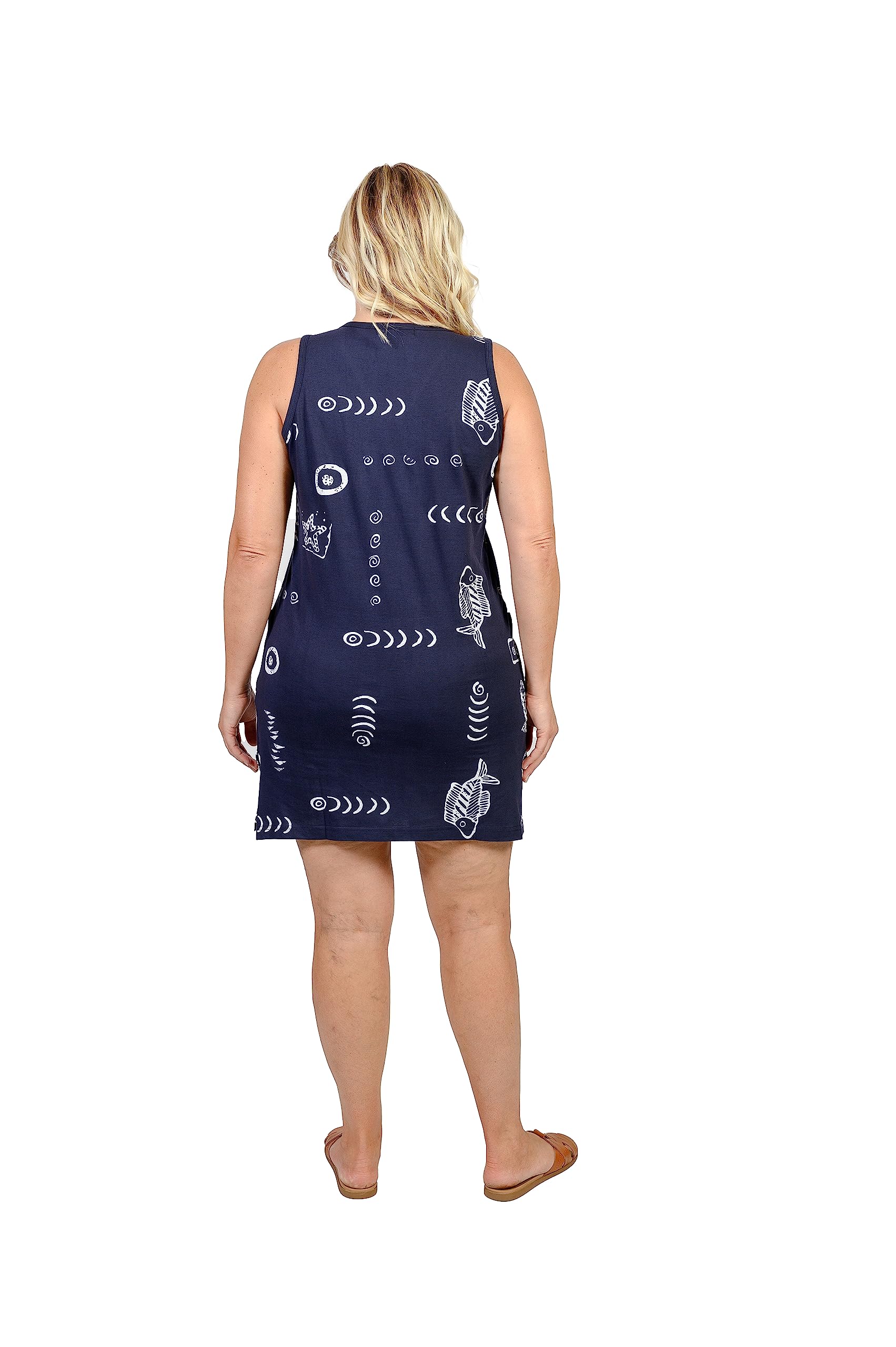 INGEAR Women's Summer Beach Dress - Short Sleeve Cotton Shift Dress for Casual Wear, Swim Cover Up, Vacation & Travel Outfit