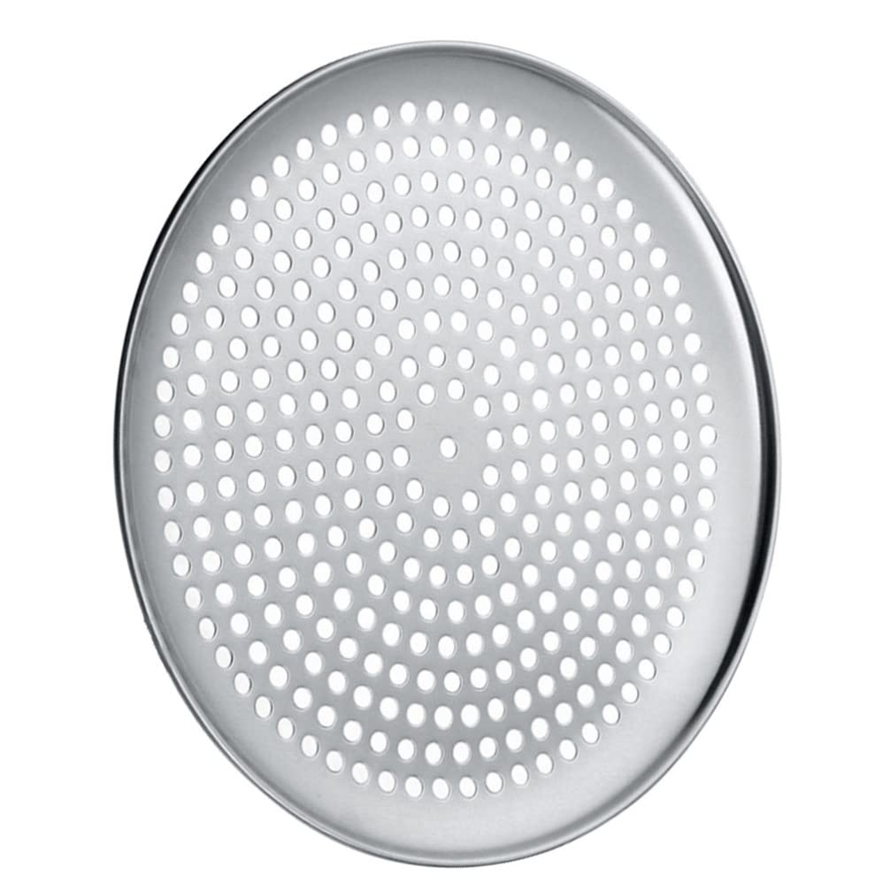 Stainless Steel Pizza Pan with Holes - 1PC Non-Stick Round Baking Tray for Oven, Outdoor & Indoor Use - Perfect for Homemade Pizza, Bread & Pastries - Durable Mesh Metal Pizza Tray - Essential Kitchen & BBQ Accessory