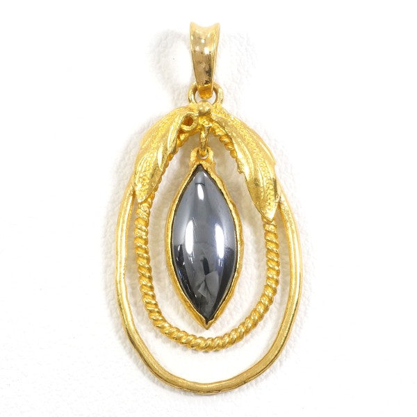 24K Yellow Gold Hematite Pendant Necklace - 4.0g Solid Gold Jewelry for Women - Elegant Gift for Birthday, Anniversary & Special Occasions