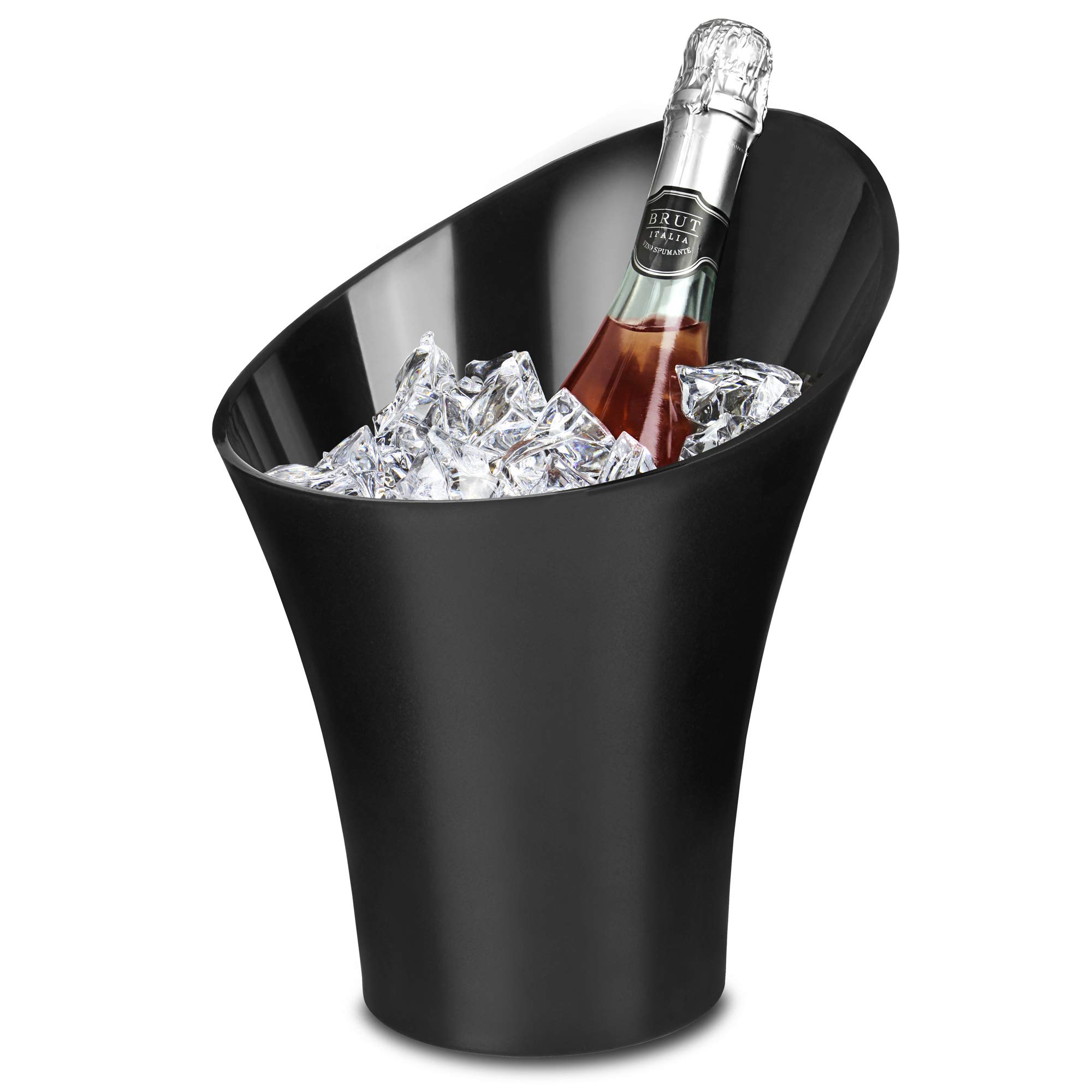 Bar@Drinkstuff 5L Black Flute Wine & Champagne Bucket - Premium Wine Cooler, Champagne Chiller for Parties, Weddings & Home Entertaining