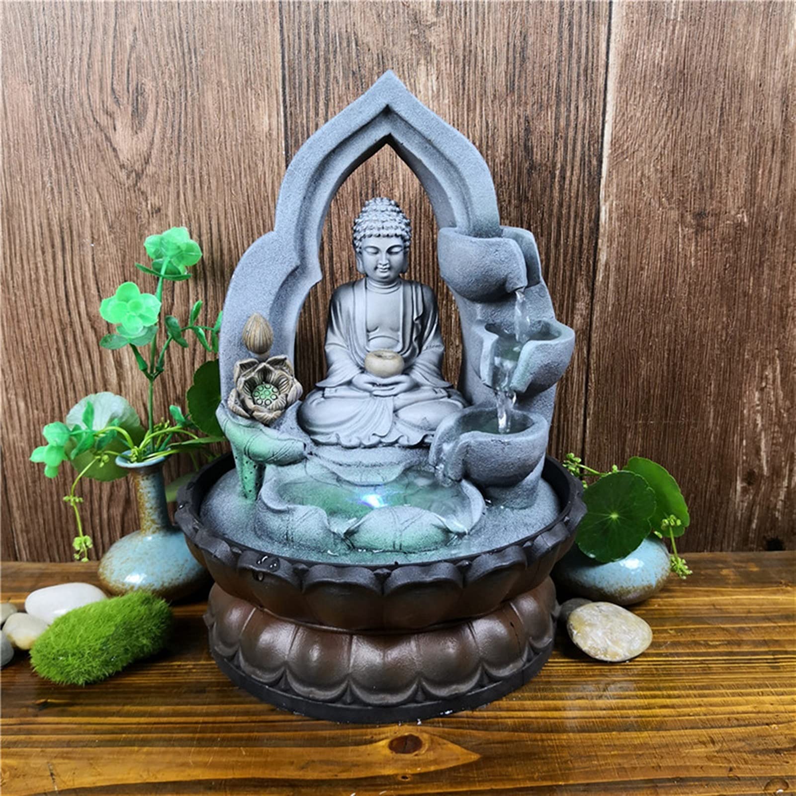 Zen Buddha Tabletop Fountain - Indoor Water Fountain with Circular Flow for Home, Office, Bedroom | Meditation Decor, Yoga Accessory & Stress Relief Water Feature