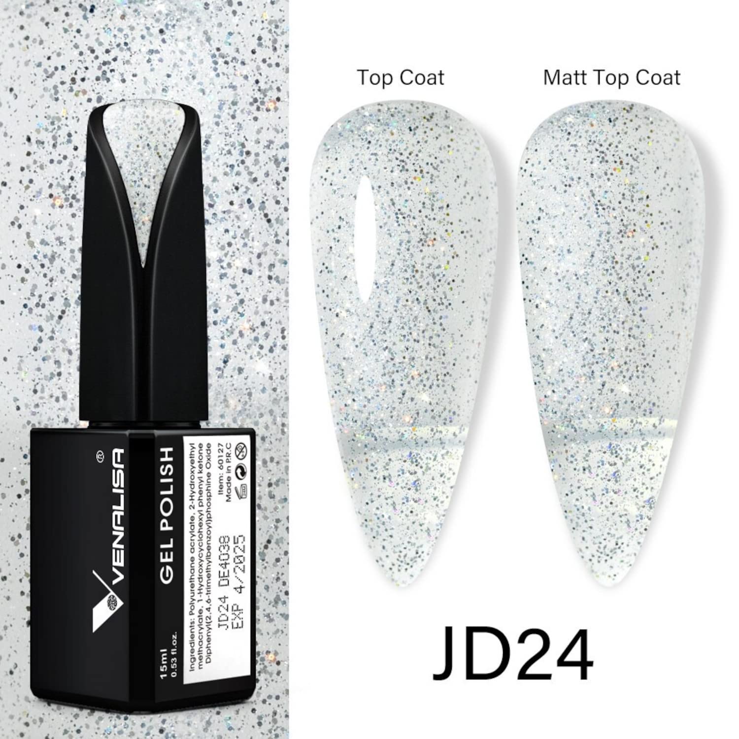 VENALISA 15ml UV LED Gel Nail Polish Set - Soak Off Gel Polish for Manicure & Nail Art | Salon Quality DIY Home Use | Long Lasting Chip Resistant Nail Colors (JD24) | Perfect for Wedding, Party, Date Night & Everyday Wear