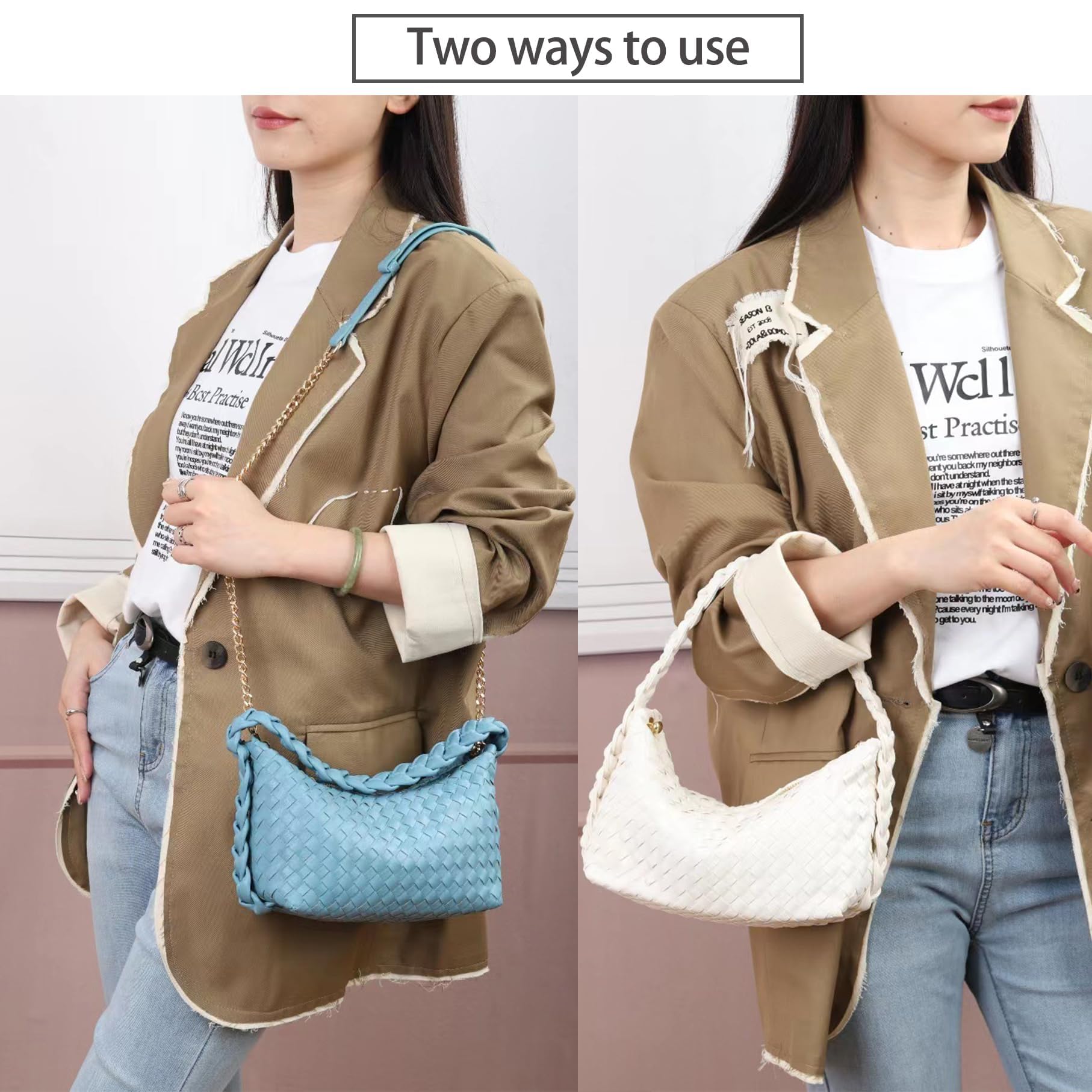 Vegan Leather Woven Crossbody Bags for Women - Lightweight Hand Woven Shoulder Purse, Underarm Dumpling Bag | Perfect for Travel, Shopping & Everyday Use