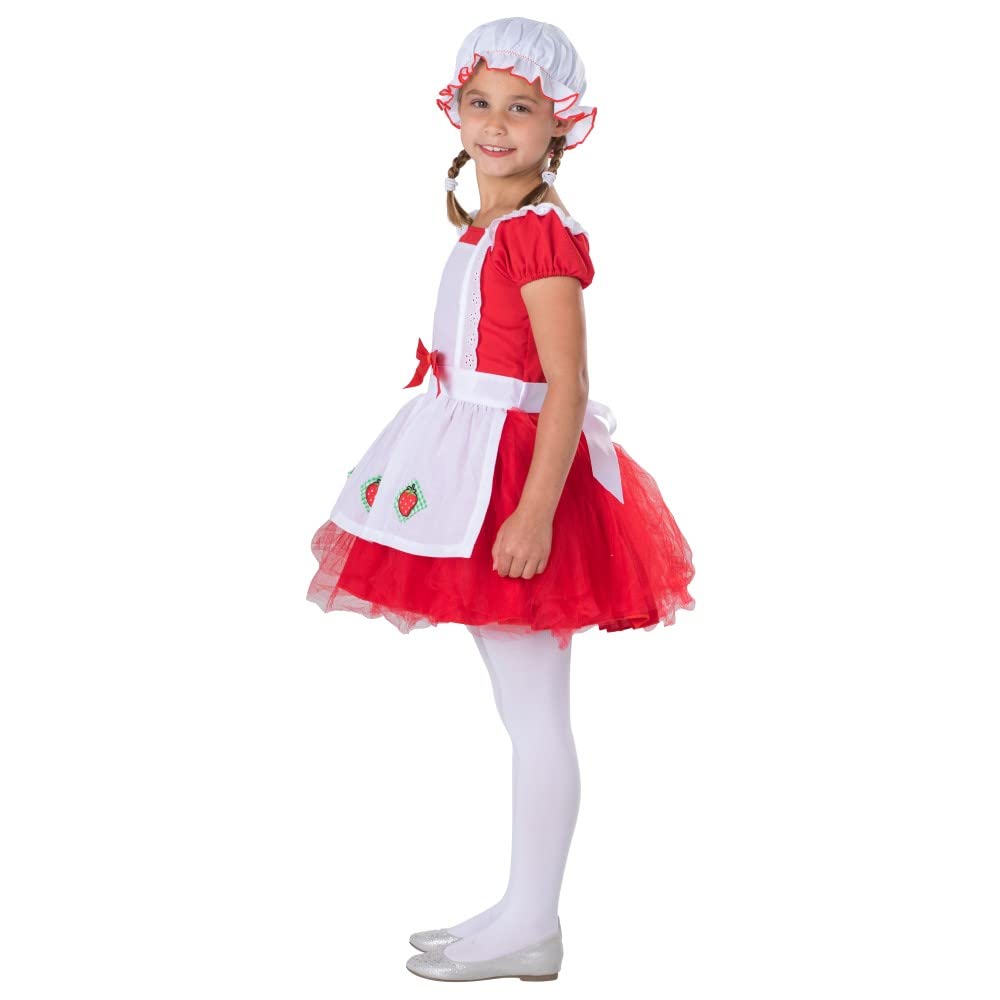 Red Strawberry Ballerina Costume for Girls - Dress & Hat Set | Kids Dance Outfit for Ballet Recitals, Halloween & Dress-Up Play