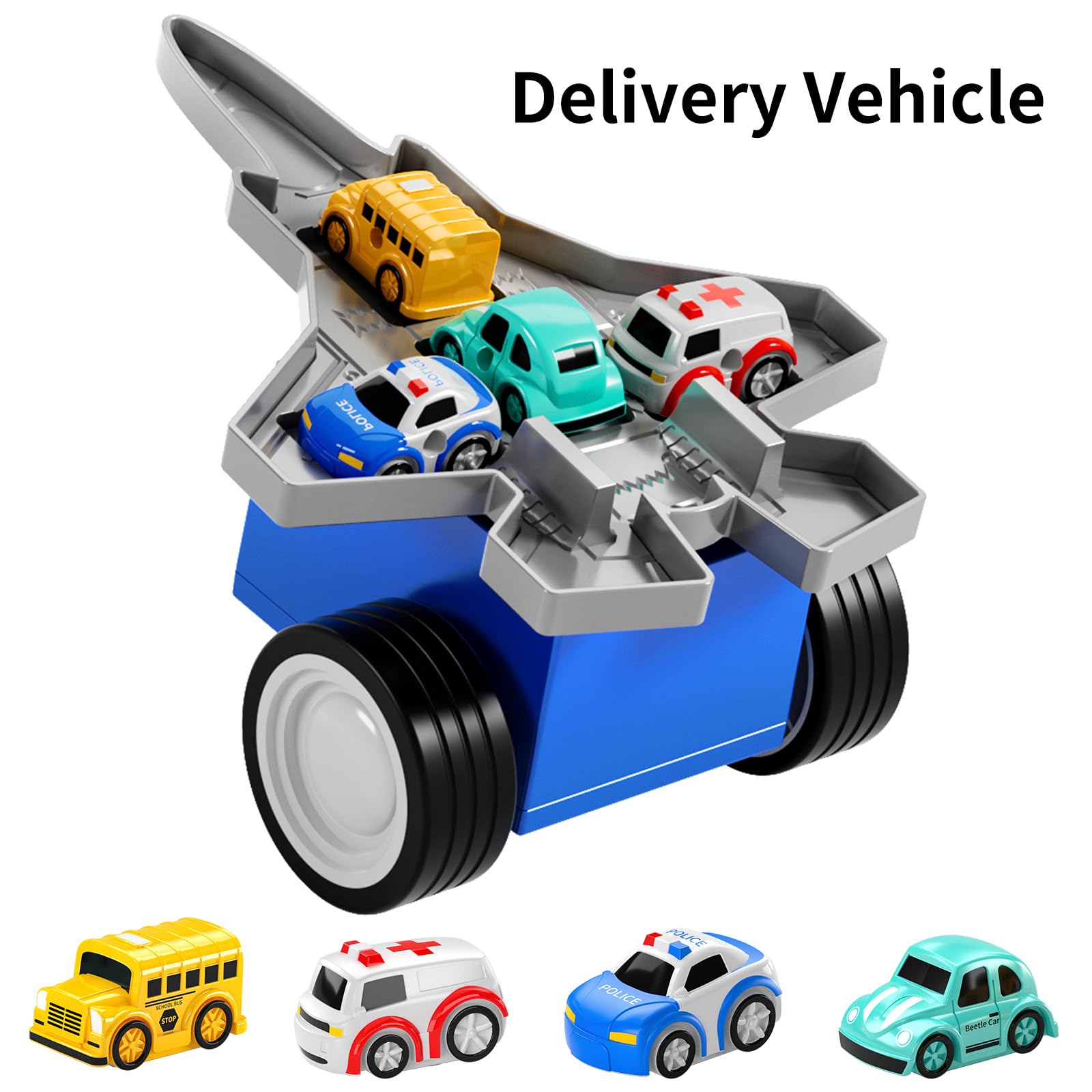 TEMI Kids Airplane & Race Car Toy Set for Boys & Girls Ages 2-7 - 8 City Vehicles with Parking Garage Playmat | STEM Learning Toy for Toddlers | Birthday Gift for 3-6 Year Olds | Perfect for Indoor Play, Preschool Learning & Adventure Imaginative Play