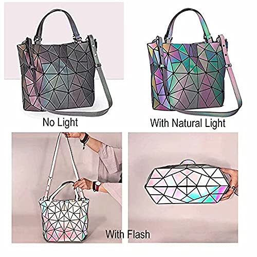 Geometric Reflective Handbag for Women - Luminous Lattice Shoulder Bag & Holographic Crossbody Purse | Night Out, Party, Festival, Rave Accessory