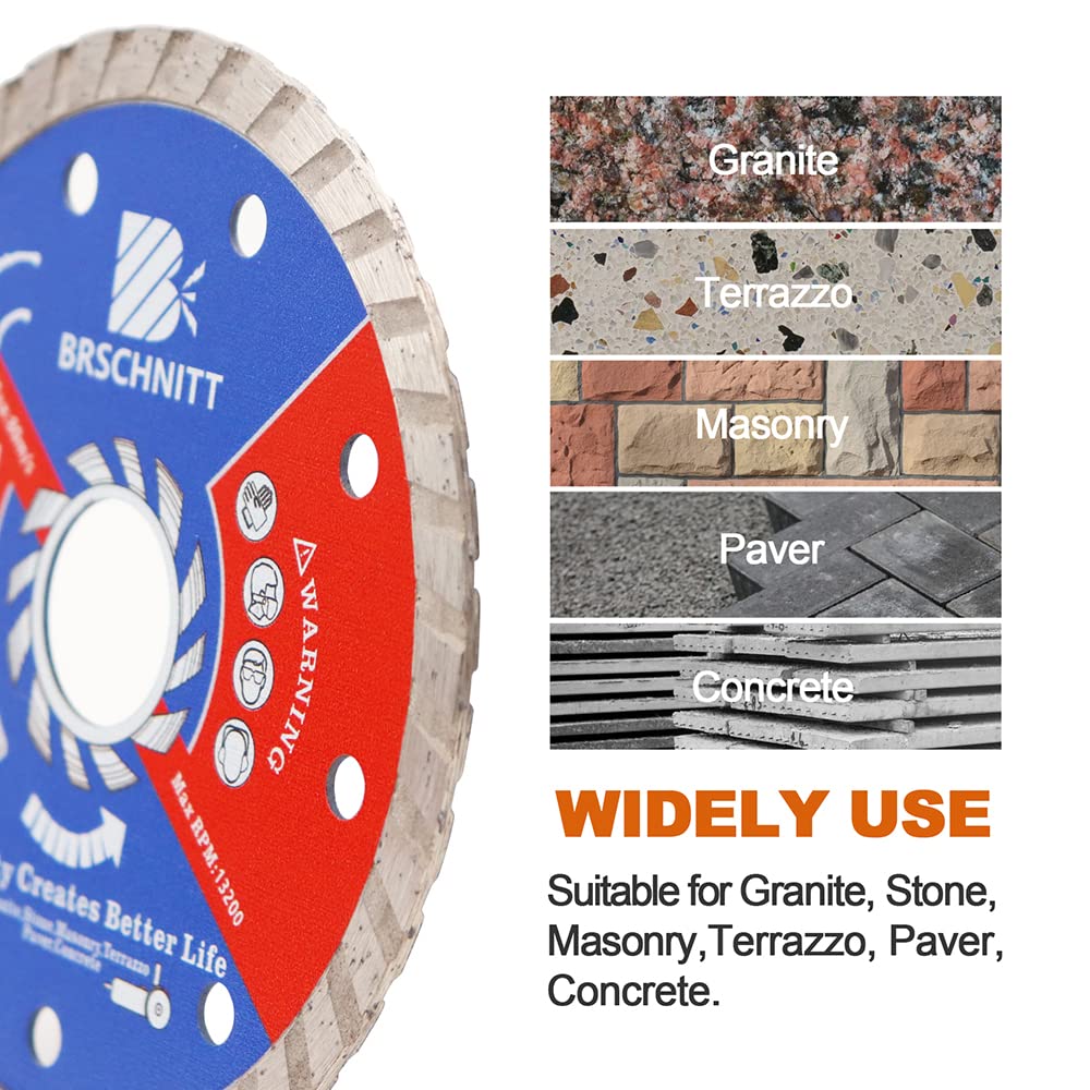 8pcs 4-1/2 Inch Diamond Blade Set for Granite, Stone, Masonry - 115mm Wet/Dry Cutting Disc with 7/8