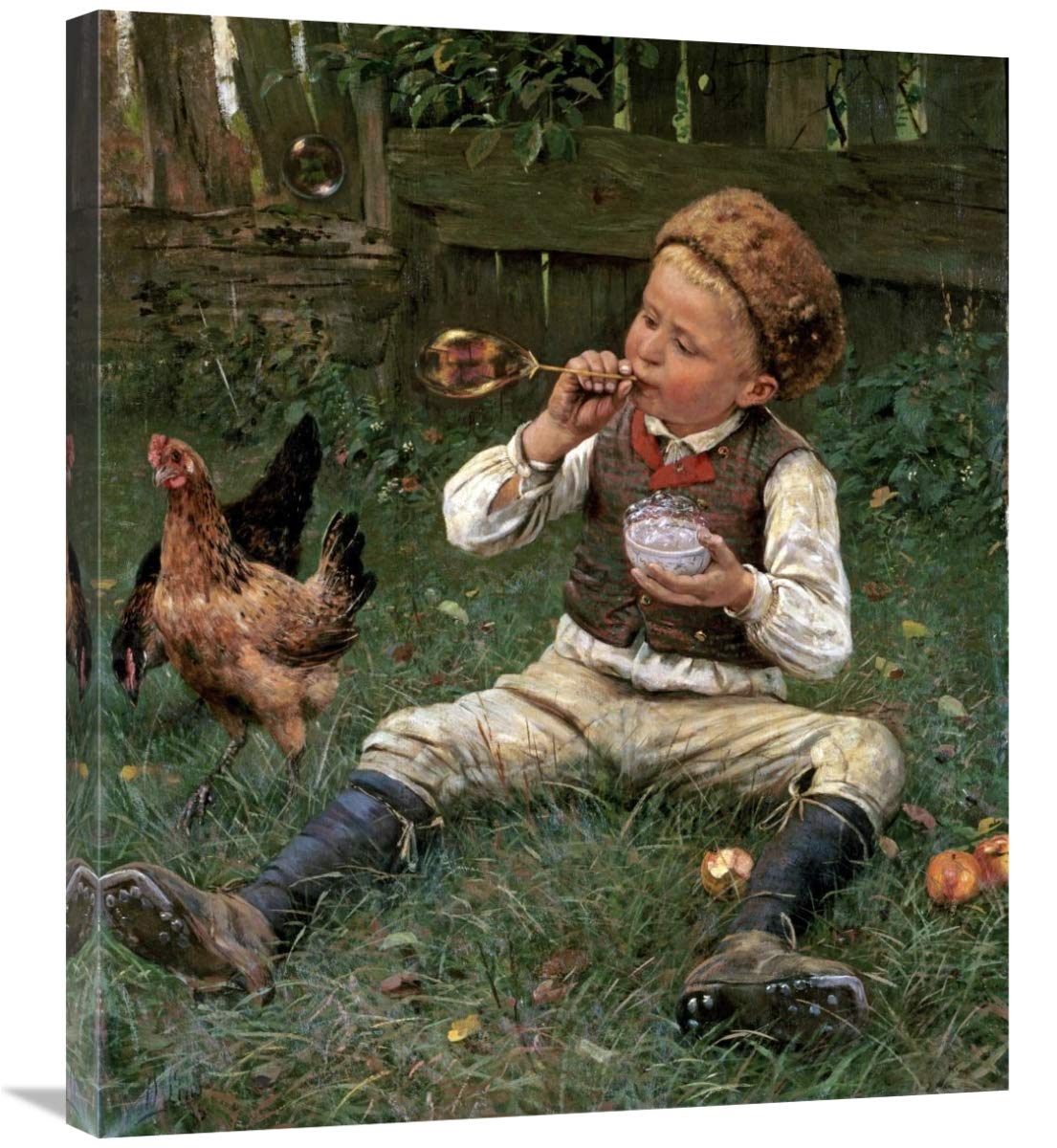 Adolf Lins Blowing Bubbles Canvas Wall Art Print - Gallery Wrapped Giclee Reproduction - Modern Home Decor for Living Room, Bedroom & Office