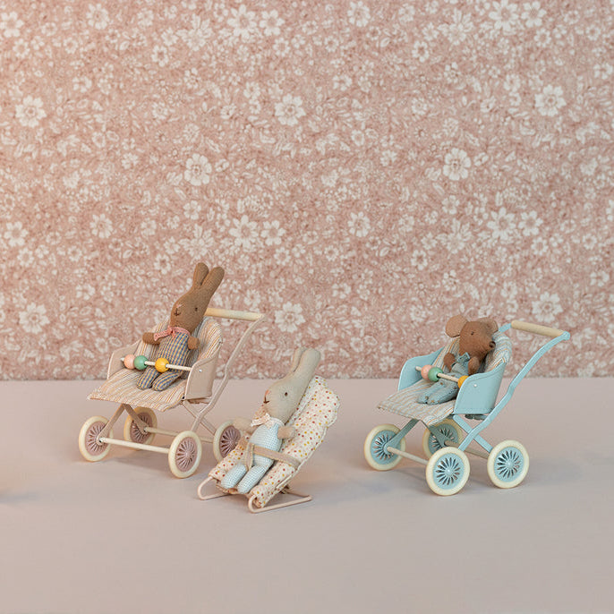 Maileg Rose Baby Stroller - Lightweight & Compact for Newborns & Toddlers - Perfect for Walks, Shopping & Travel