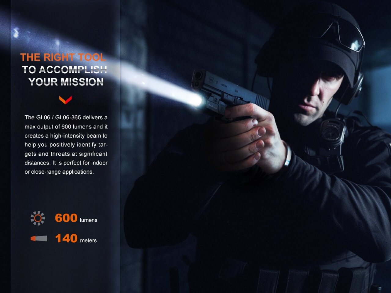 Fenix GL06 Compact Tactical LED Flashlight for Pistols - Open Box - Ideal for Home Defense, Hunting & Outdoor Adventures
