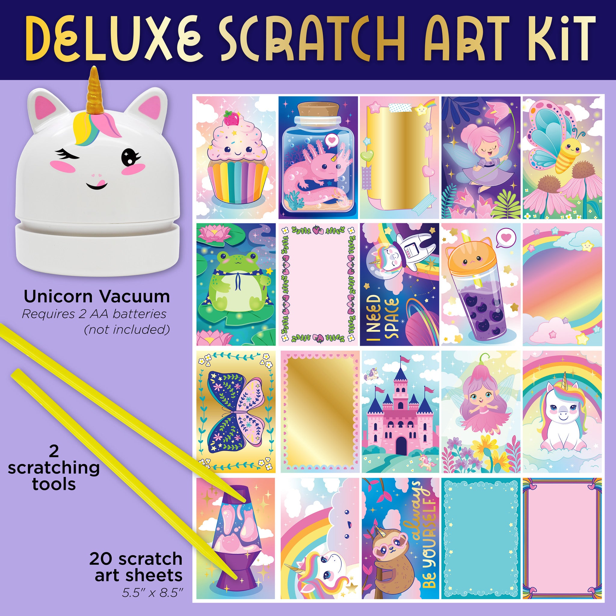Deluxe Scratch Art Kit for Kids - Creative DIY Craft Set with 10 Sheets & Wooden Stylus - Perfect for Birthday Gifts, Classroom Activities & Stress Relief #6517000