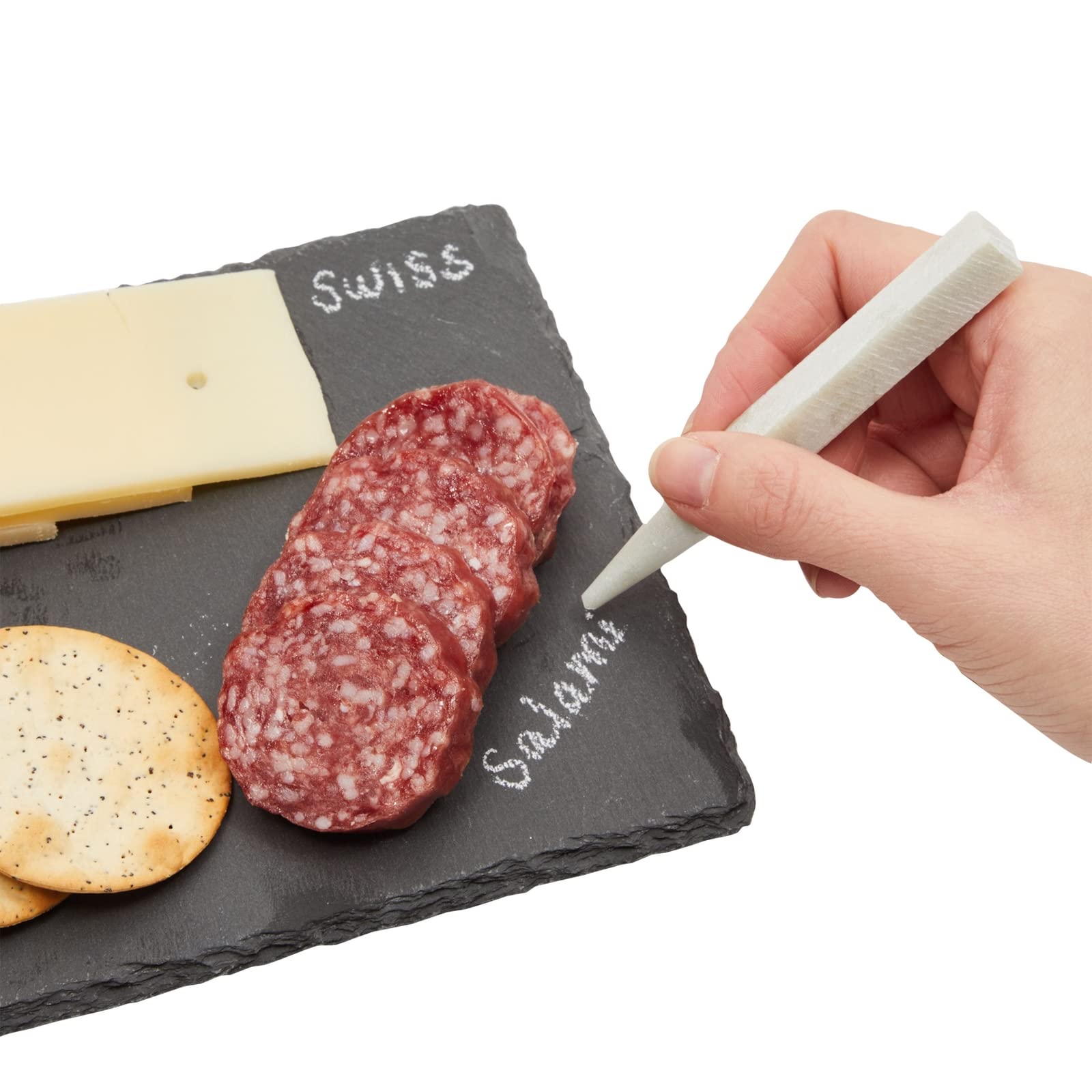 Juvale 6-Pack Mini Slate Charcuterie Boards Set with Chalk - 6x8.7 Inch Stone Serving Plates for Cheese, Sushi, Appetizers | Perfect for Parties, Picnics, and Elegant Home Dining