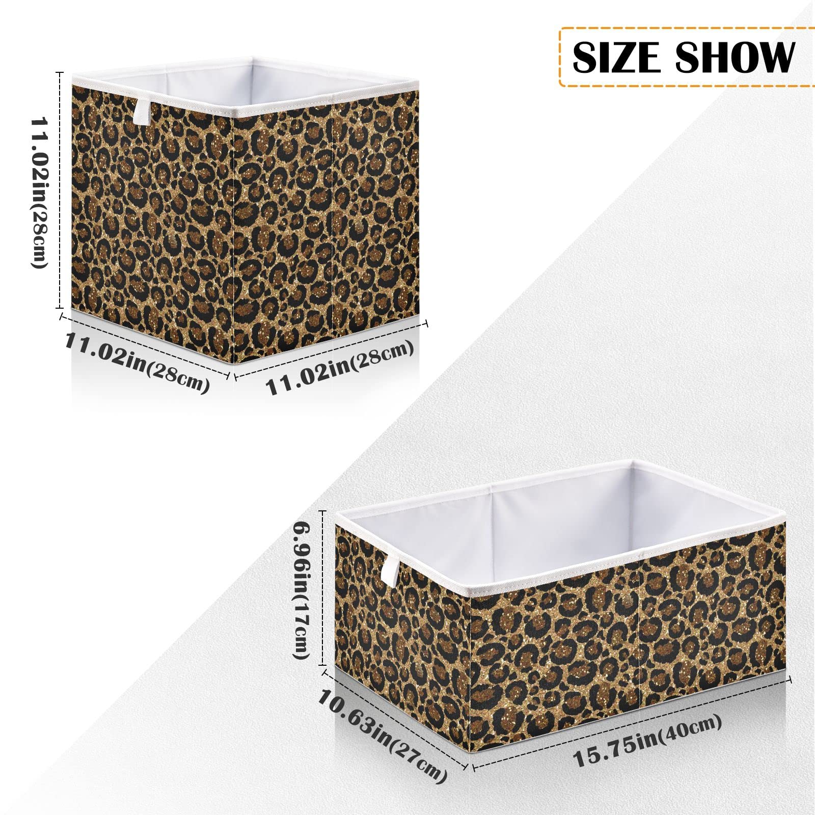 Stylish Leopard Print Collapsible Storage Bins - Square Fabric Storage Baskets for Home Organization | Perfect for Living Room, Bedroom & Closet Storage Solutions