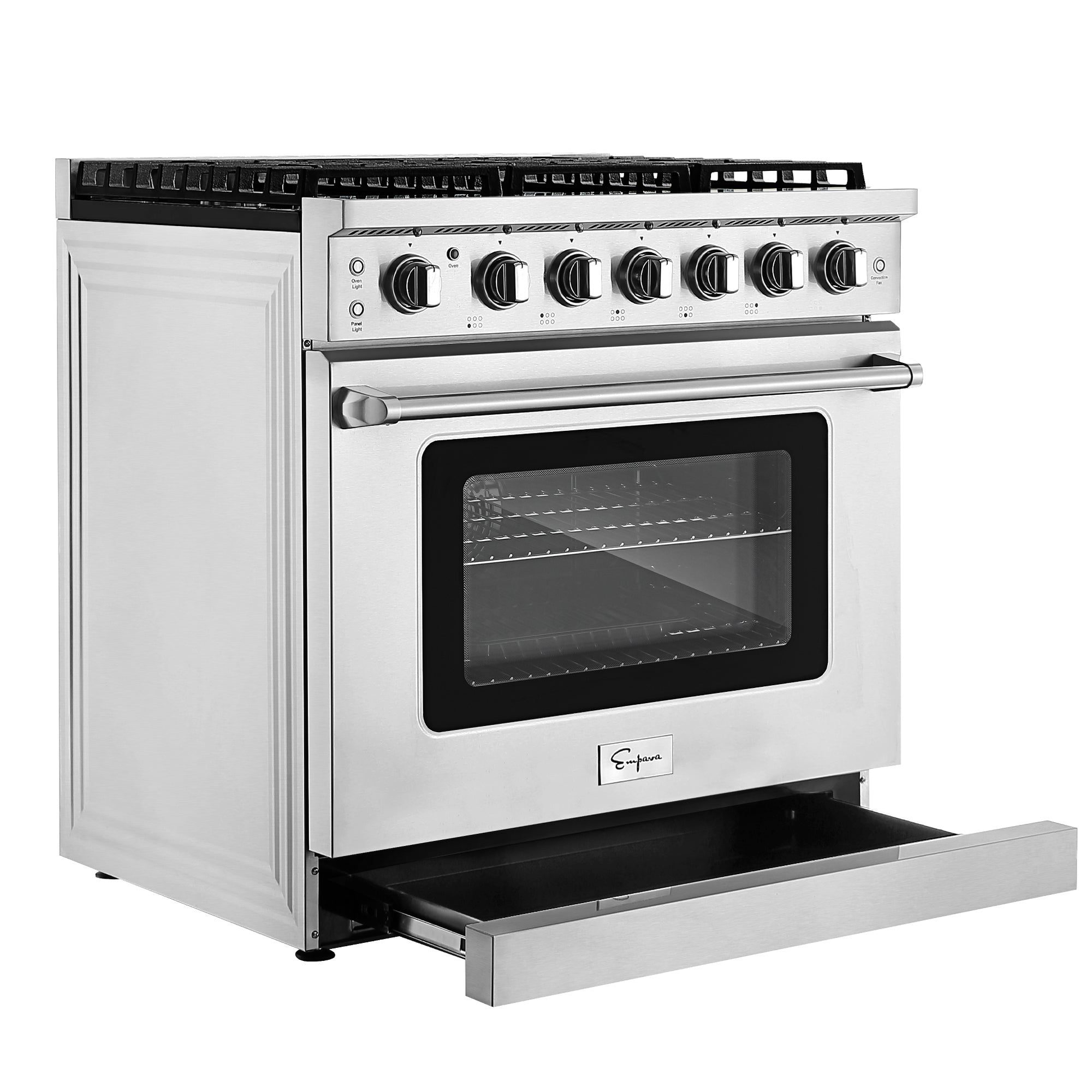 Empava 36 Inch Pro Style Freestanding Gas Range with 4 Sealed Burners - Stainless Steel 36GR11 - Perfect for Modern Kitchens & Professional Home Chefs