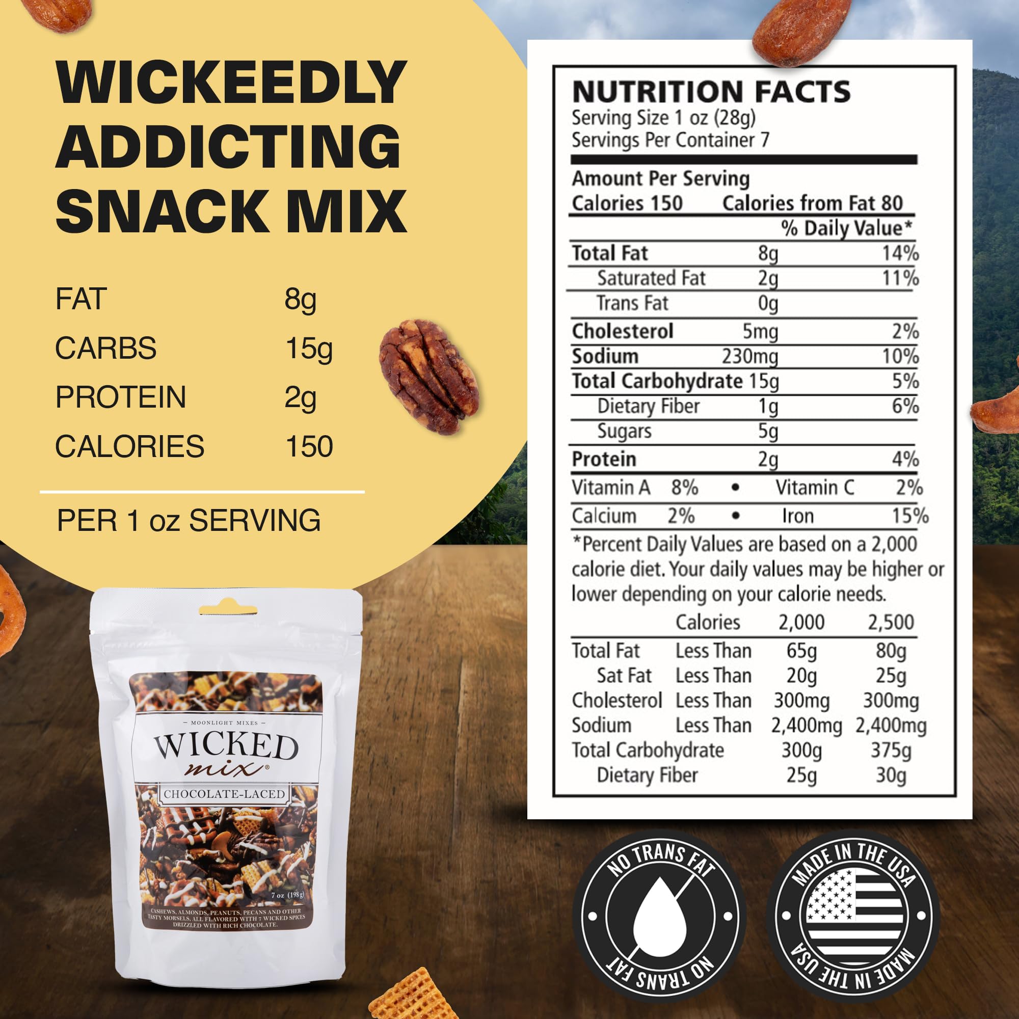 Wicked Mix Snack Mix with Mixed Nuts - Sweet & Salty Trail Mix with Almonds, Cashews, Pretzels, Pecans & Chocolate | Healthy Zero Trans Fat Snacks in Resealable Bag | Perfect for Hiking, Office Snacks & Road Trips