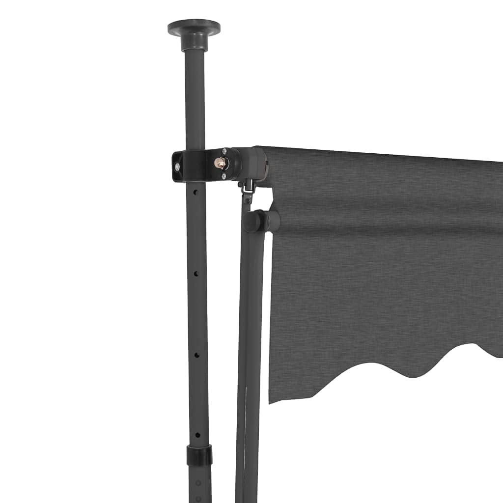 CHARMMA Manual Retractable Awning with LED Lights - 157.5 Inch Anthracite Color Outdoor Patio Cover - 10.1KG Heavy Duty for Garden, Balcony, and Backyard Shade Solution