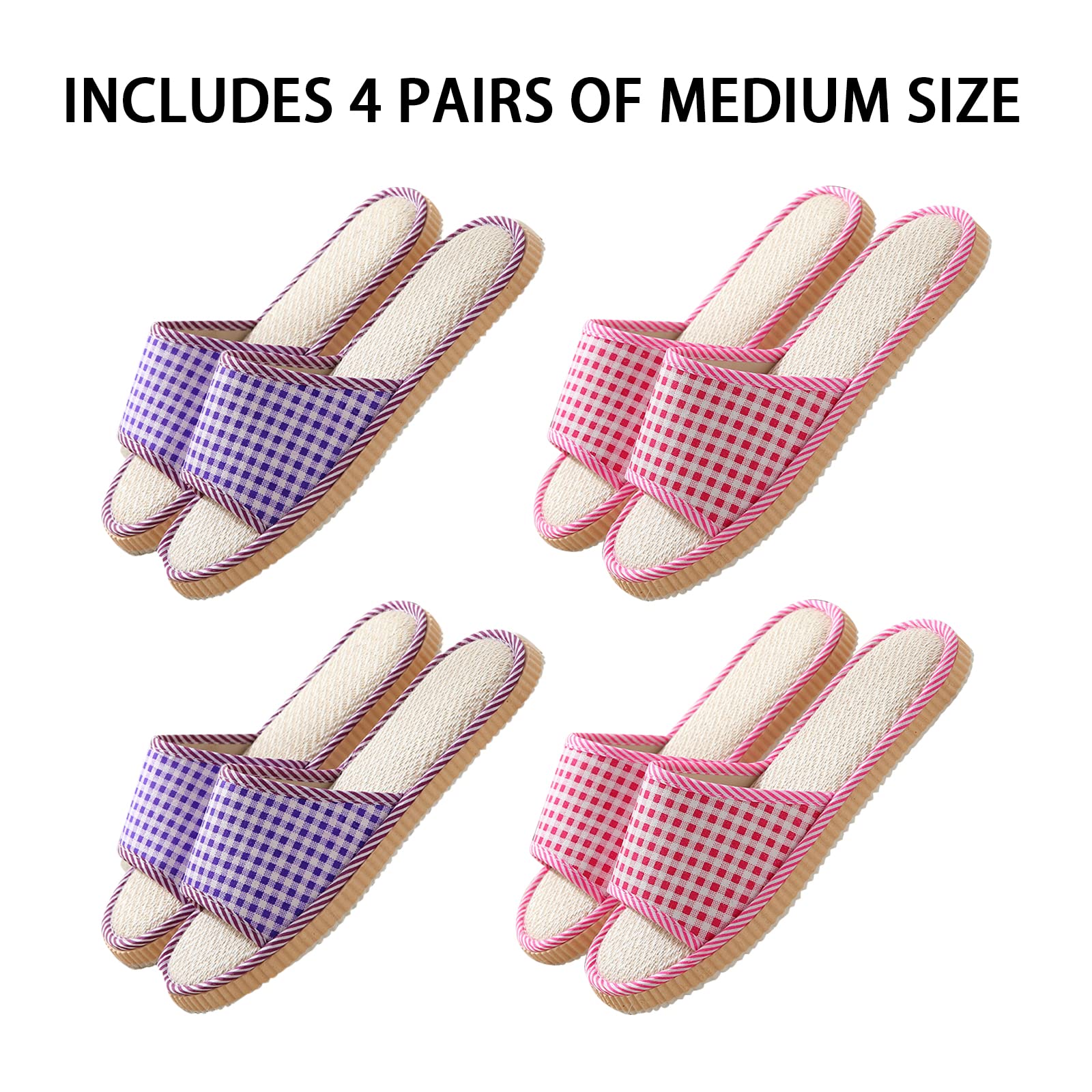 10 Pairs Washable & Breathable Open Toe House Slippers for Guests - Disposable Indoor Spa Slippers for Home, Bedroom, Hotel & Travel - Unisex Universal Size (6 Large + 4 Medium) - Perfect for Parties, Hospitality Services & Relaxation