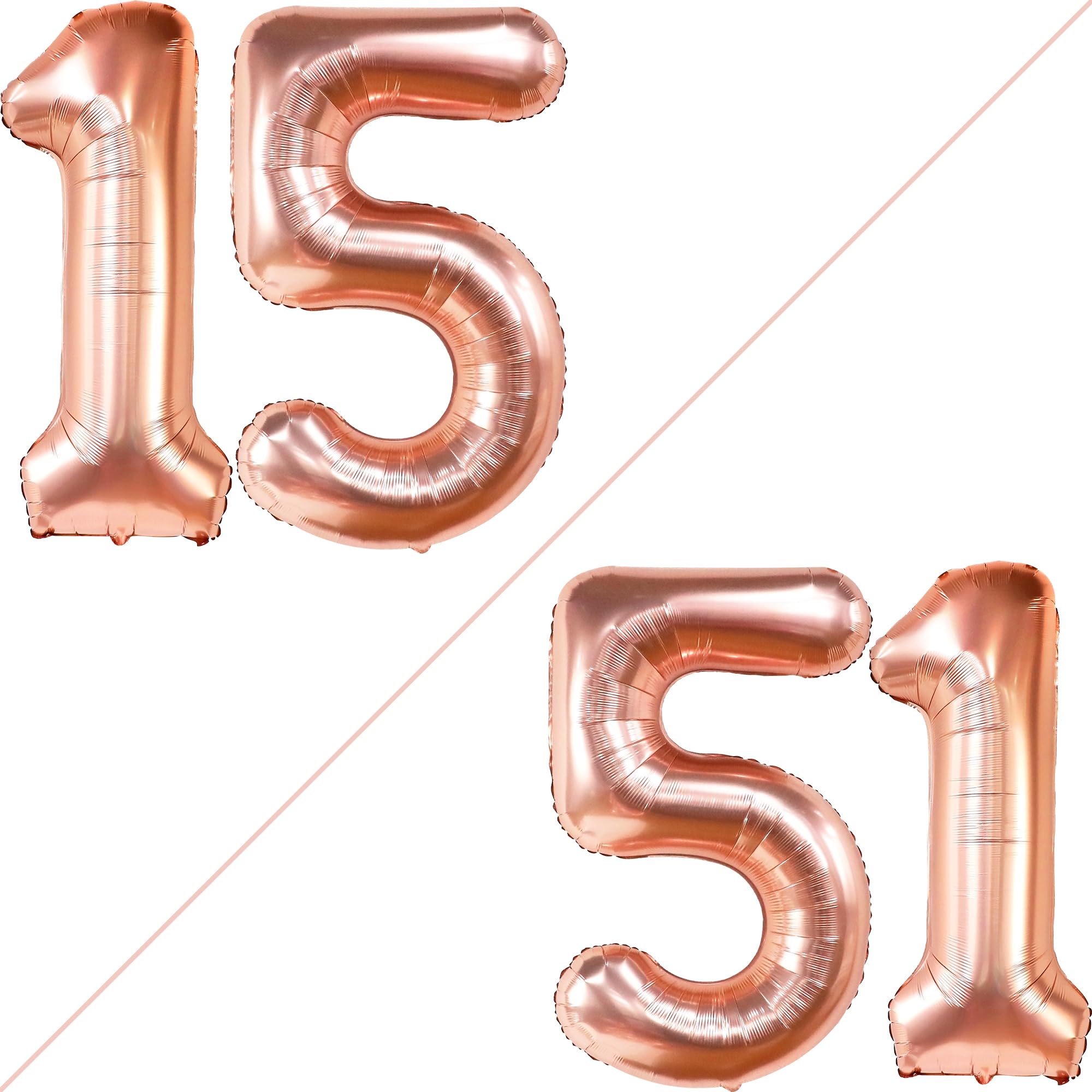 KatchOn Giant 15 Rose Gold Balloon Number - 40 Inch | 15th Birthday Decorations for Girls & Quinceañera | Large Rose Gold Number 15 Balloons for Party Decor | Perfect for Birthday Parties, Sweet 16, Anniversary Celebrations & Photo Backdrops
