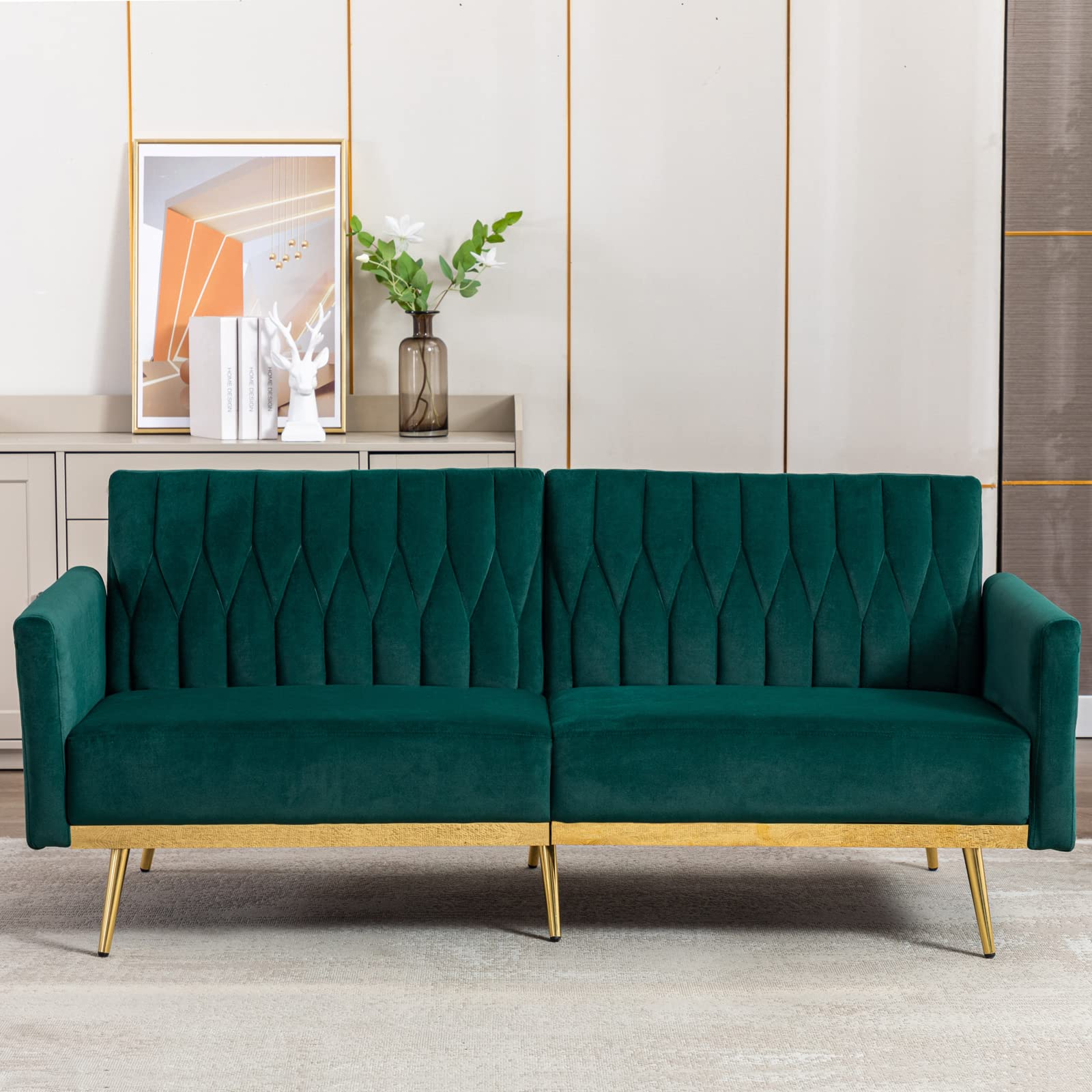 Convertible Futon Sofa Bed with Golden Legs - 70