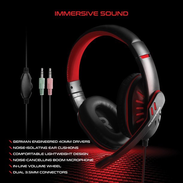 HyperGear 4-in-1 Gaming Kit - Mechanical Keyboard, RGB Mouse, Noise-Canceling Headphones & Large Mousepad (Red Dragon Edition) - Perfect for PC Gaming, Streaming & Esports Tournaments