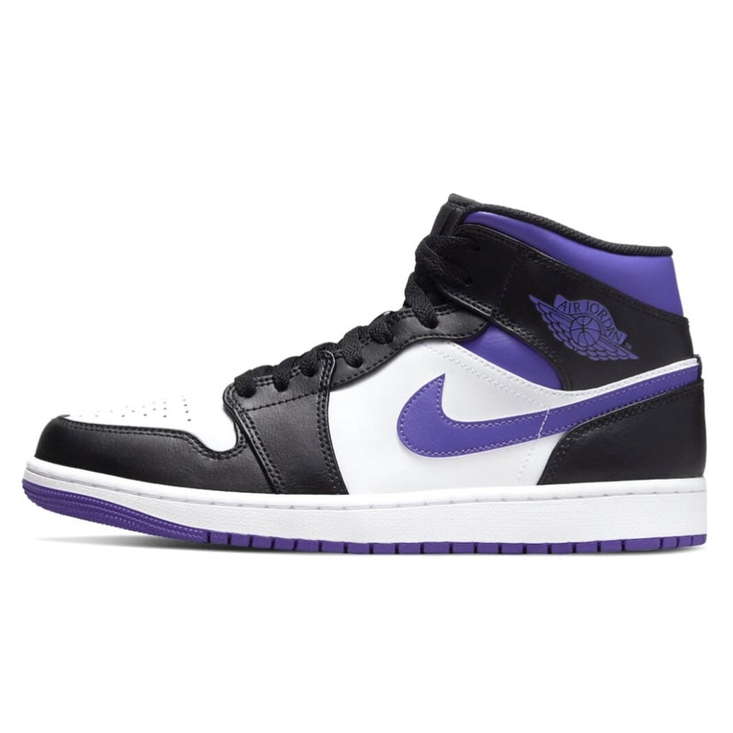 Air Jordan 1 Mid Sneakers - Iris White, Black & Purple Basketball Shoes for Men & Women | Perfect for Streetwear, Casual Outfits & Sports Performance