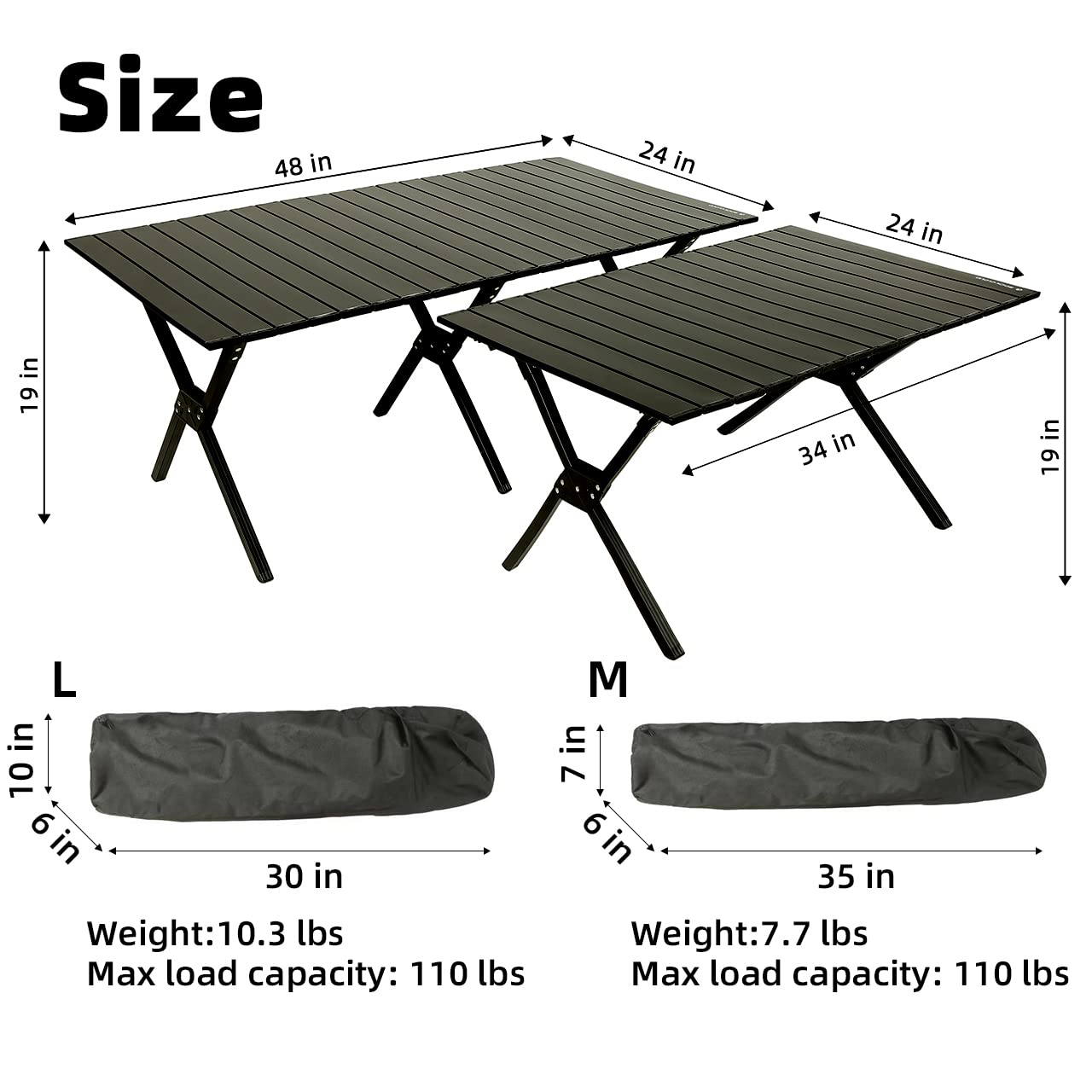 Portable Folding Camping Table - Aluminum Roll-Up Picnic Table for 4-6 People (48x24 Inch, Wood Grain) | Lightweight & Durable for Outdoor BBQ, Backyard Parties, Beach Trips, and Tailgating